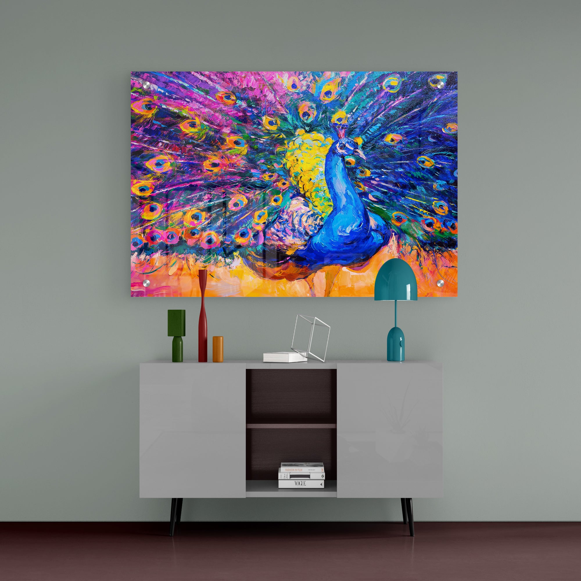 Colorful Peacock Modern Art Acrylic Wall Painting