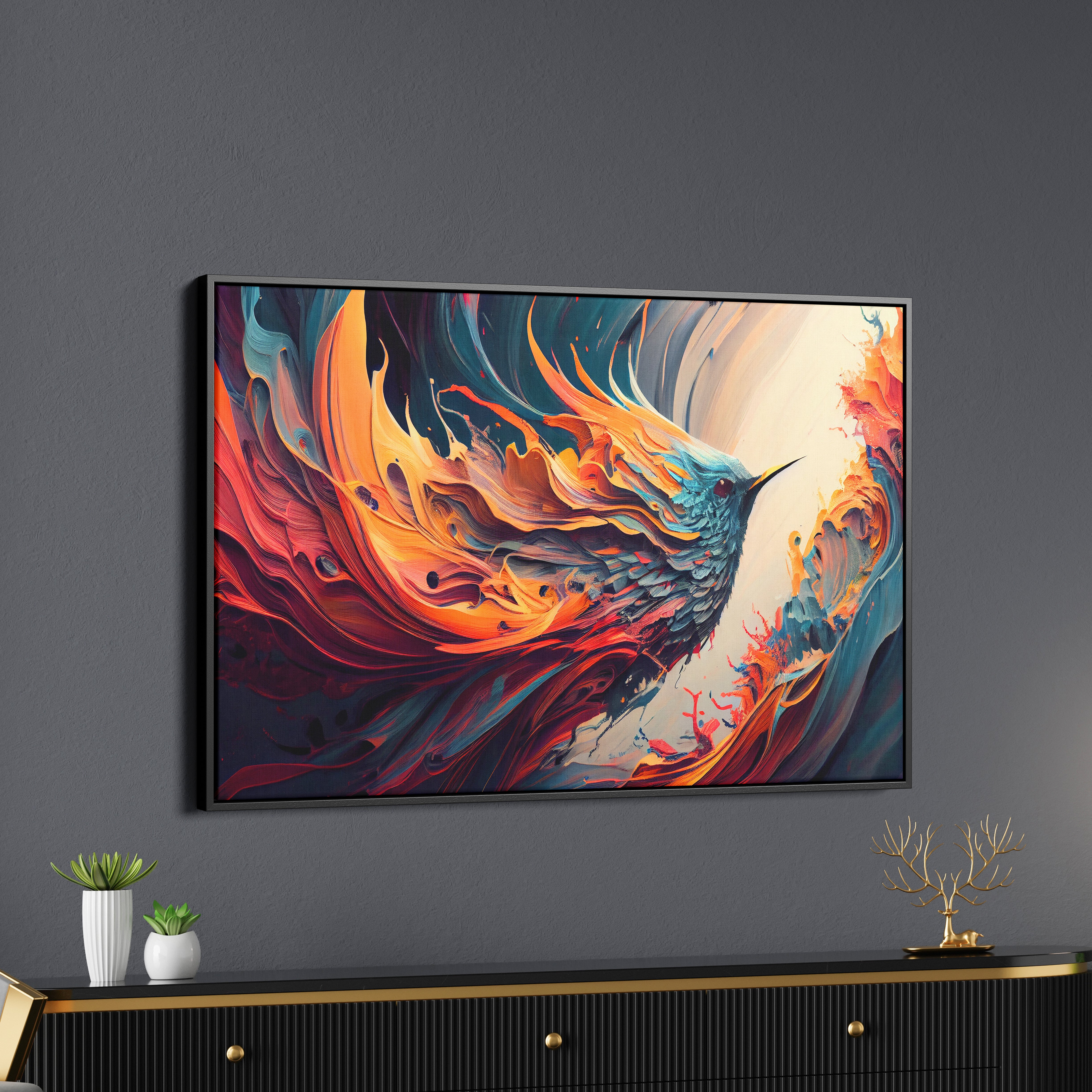 Abstract Wildlife Colorful Bird Canvas Wall Painting