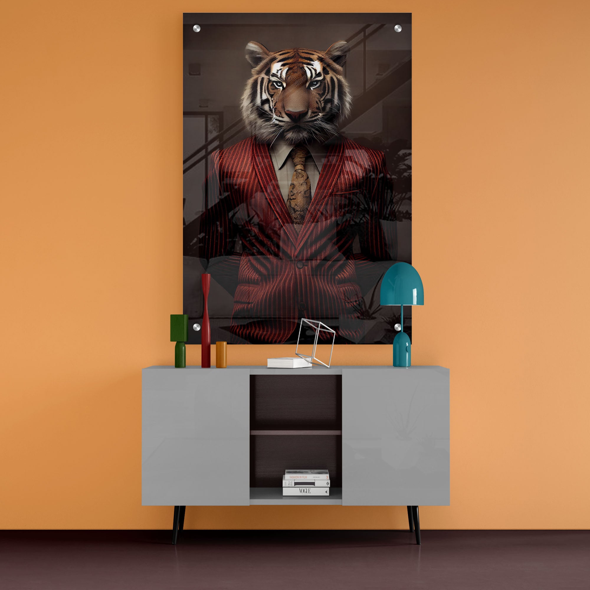 Wild Tiger In A Classy Suit Acrylic Wall Painting