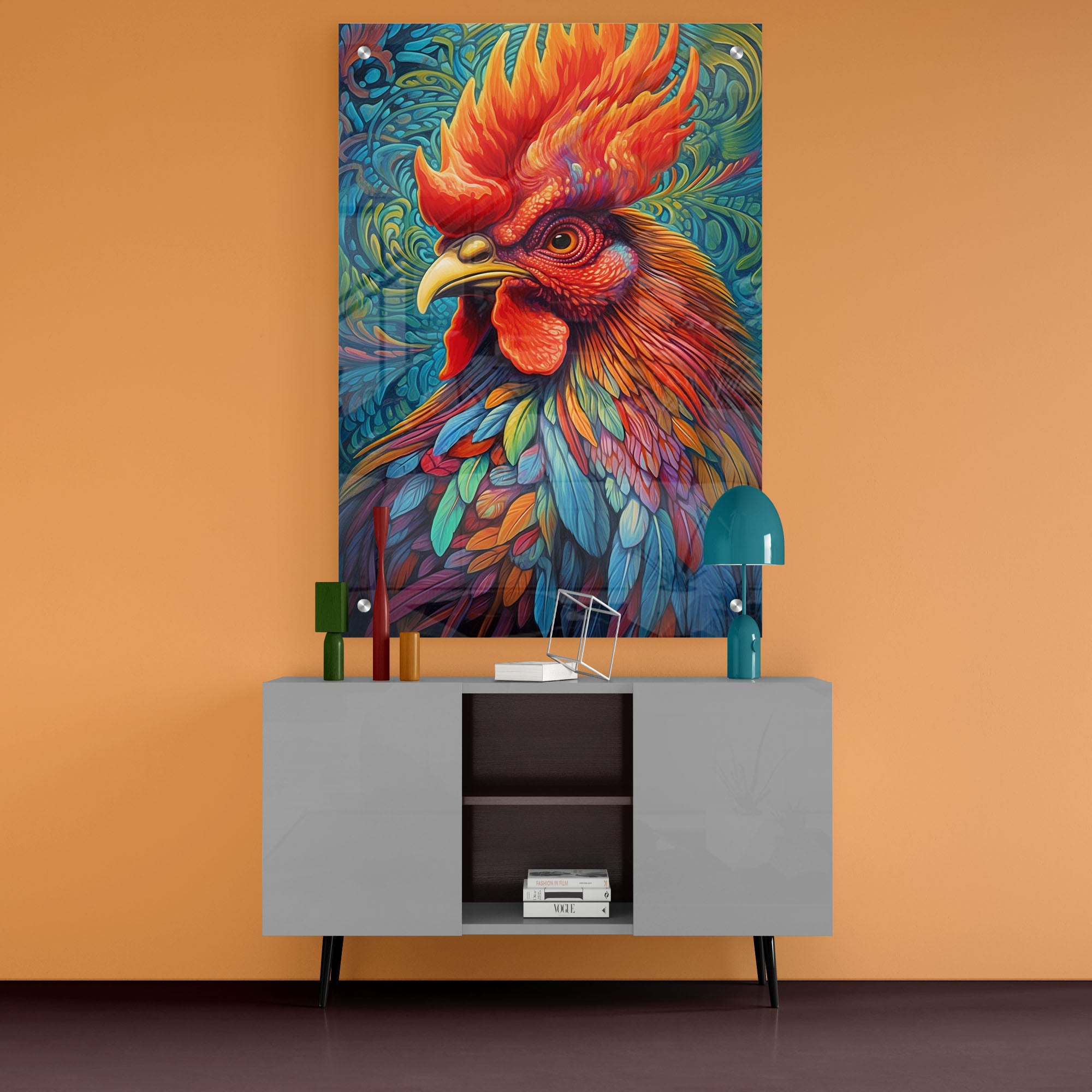 Colorful Chicken Acrylic Wall Painting