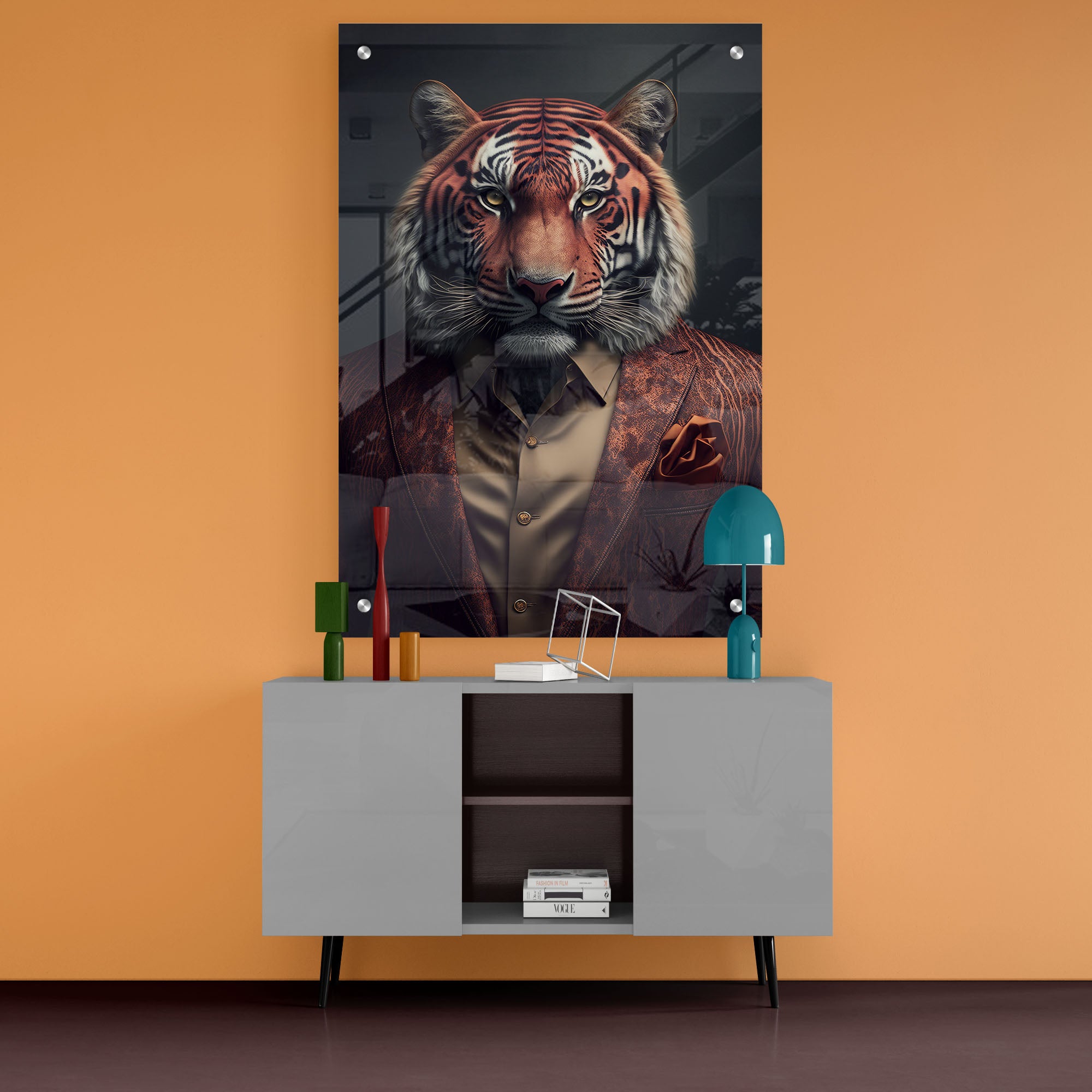 Charming Tiger Gentleman Acrylic Wall Painting