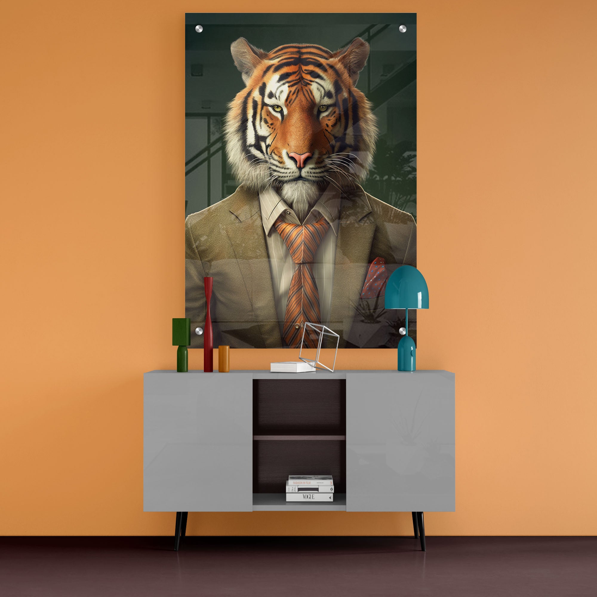 Tiger in Suit Acrylic Wall Painting