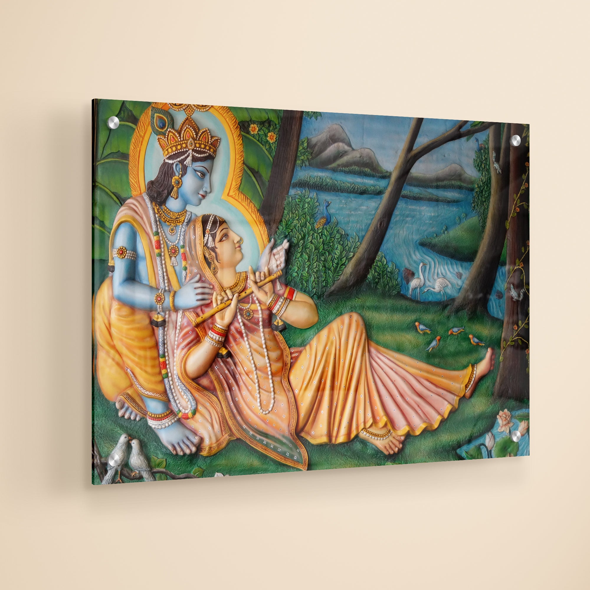 Radha Krishna In Vrindavan Acrylic Wall Painting
