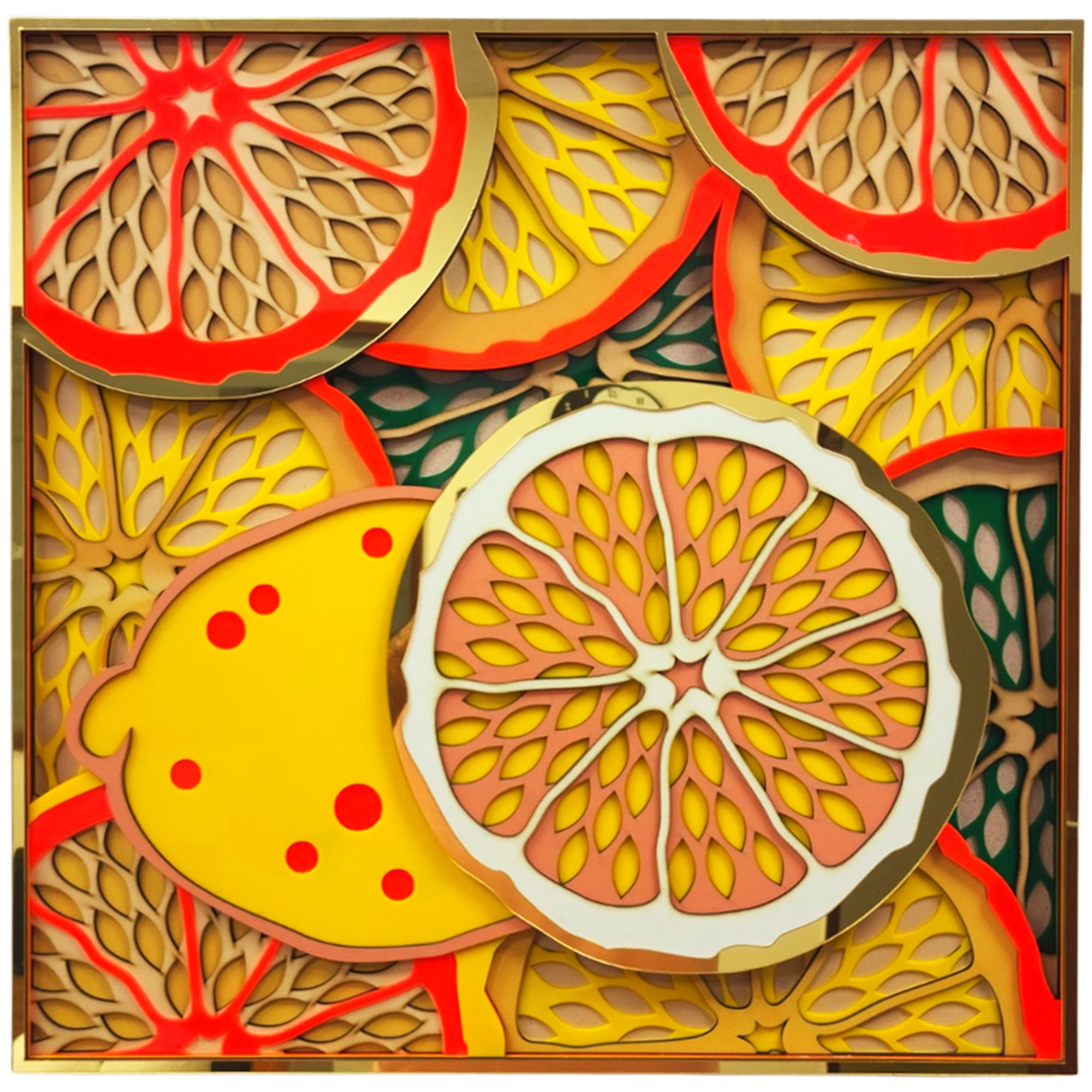 3D Lemon Frame Mandala Art Wall Decor