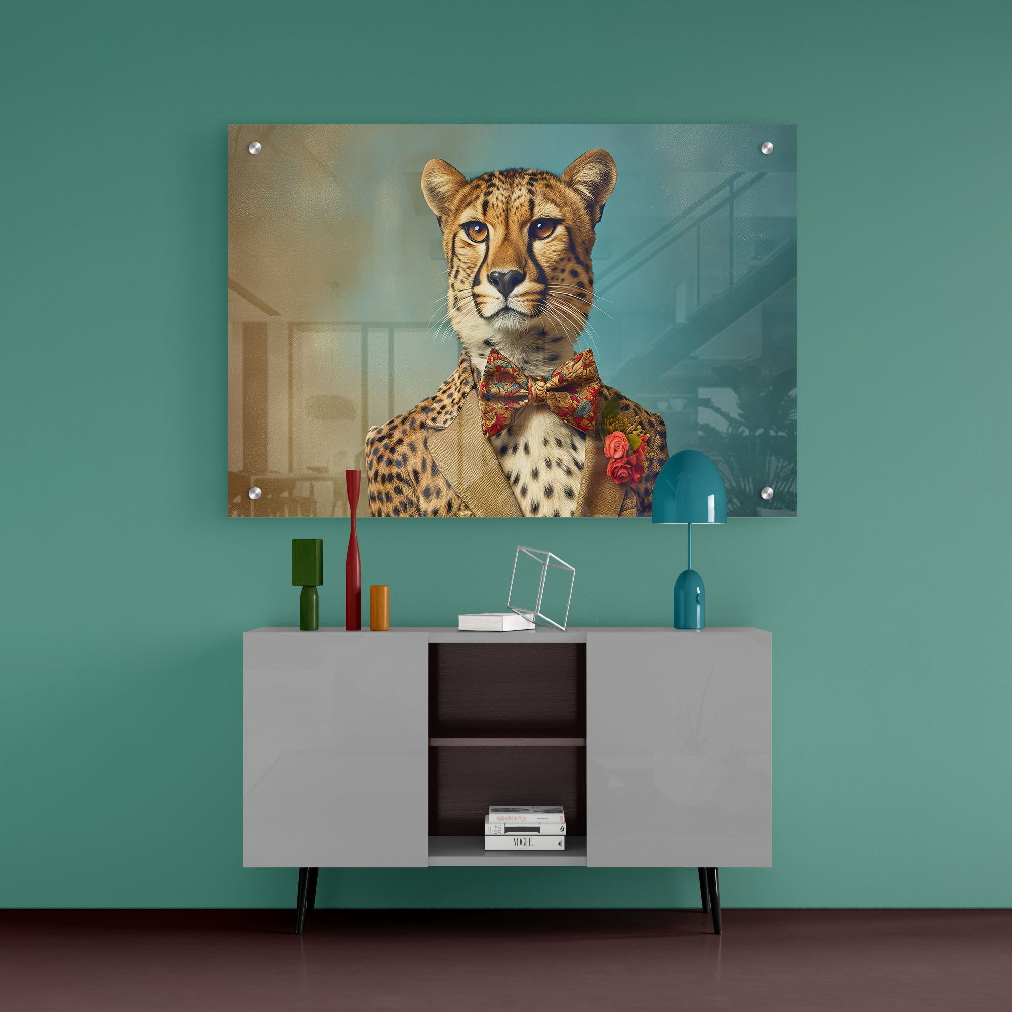 Cheetah In Suit Acrylic Wall Painting