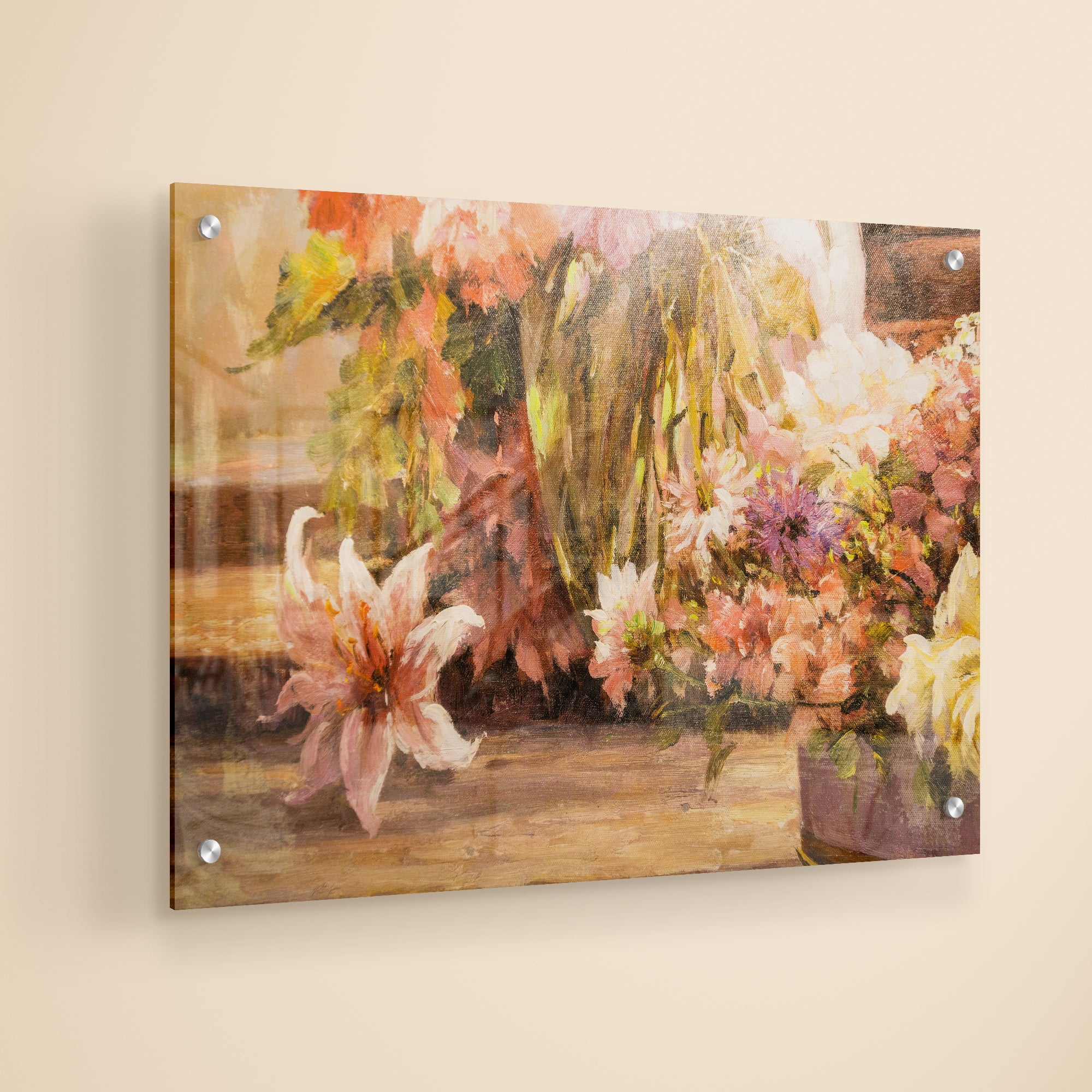 Beautiful Bouquet With Various Flowers Acrylic Wall Painting