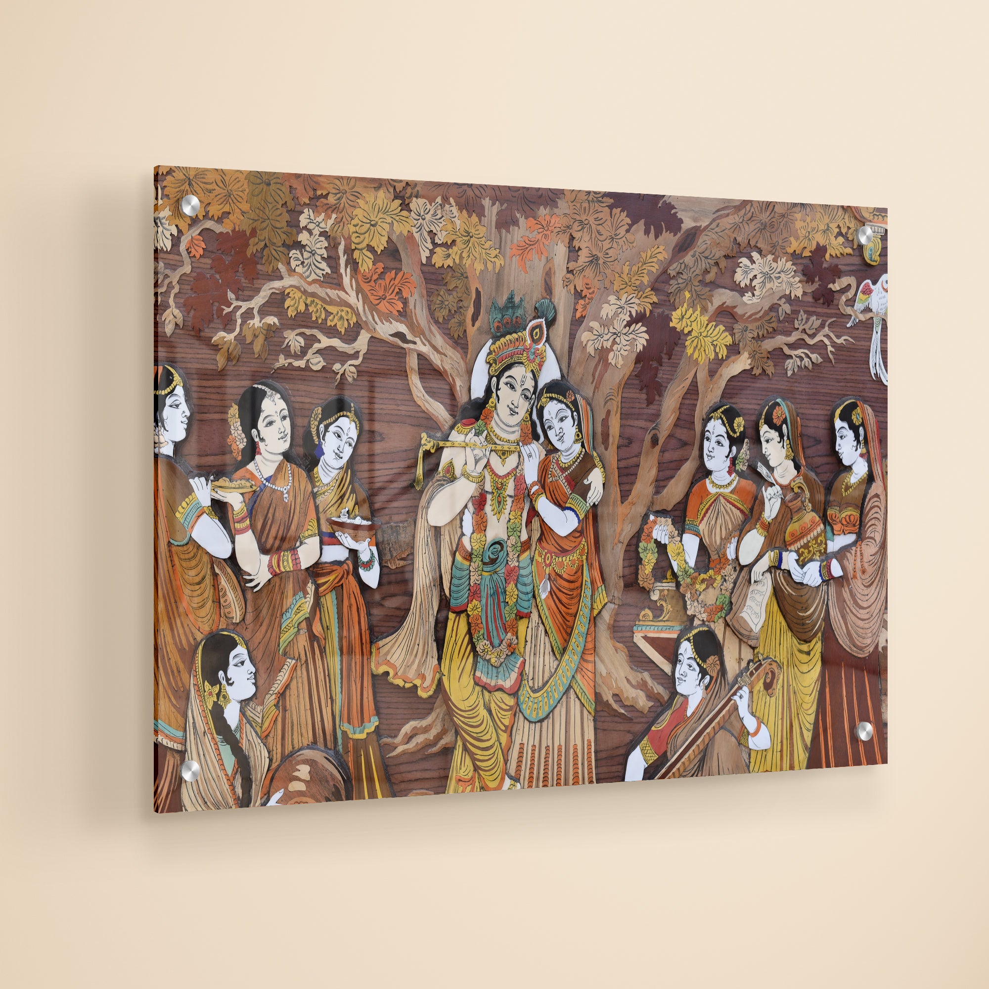 Gods Radha Krishna And Gopiya Acrylic Wall Painting