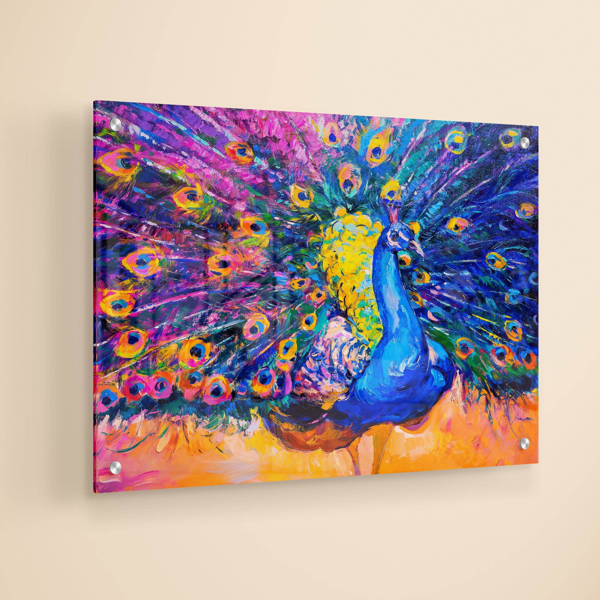 Colorful Peacock Modern Art Acrylic Wall Painting