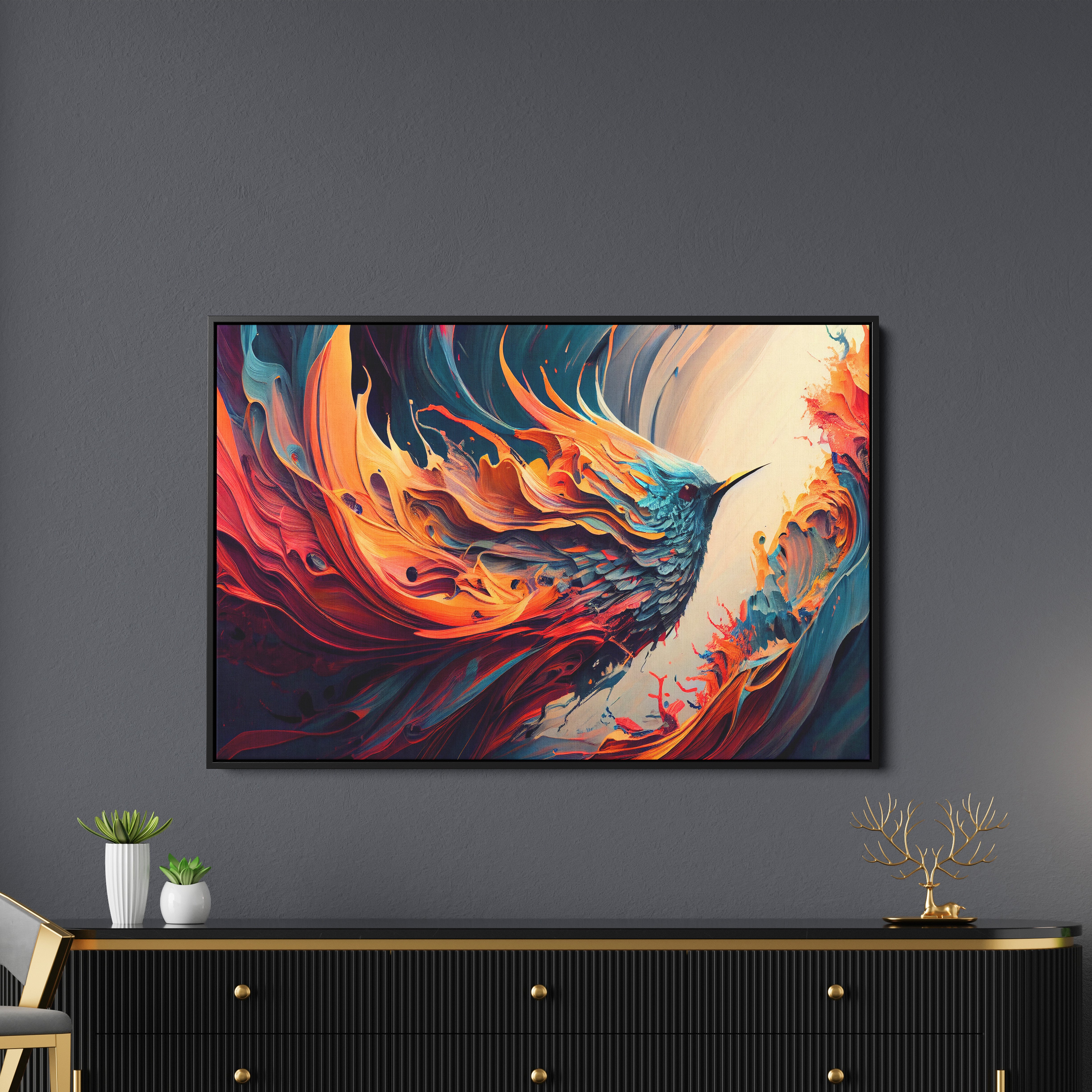 Abstract Wildlife Colorful Bird Canvas Wall Painting