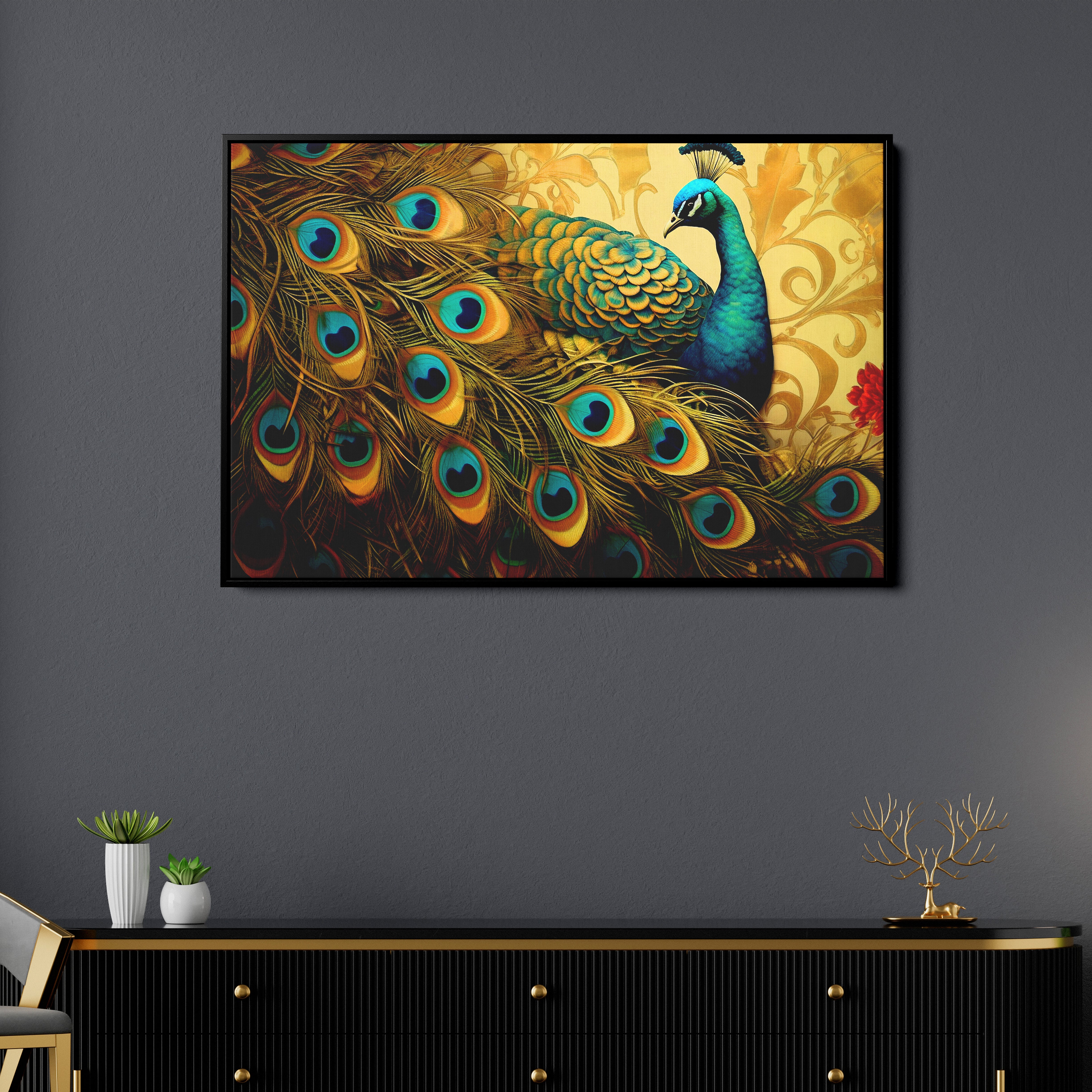 Beautiful Peacock Canvas Wall Painting