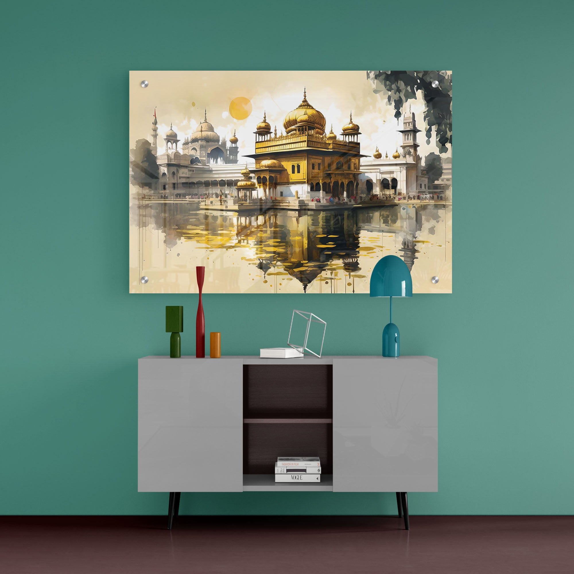 Golden Temple  Acrylic Wall Painting