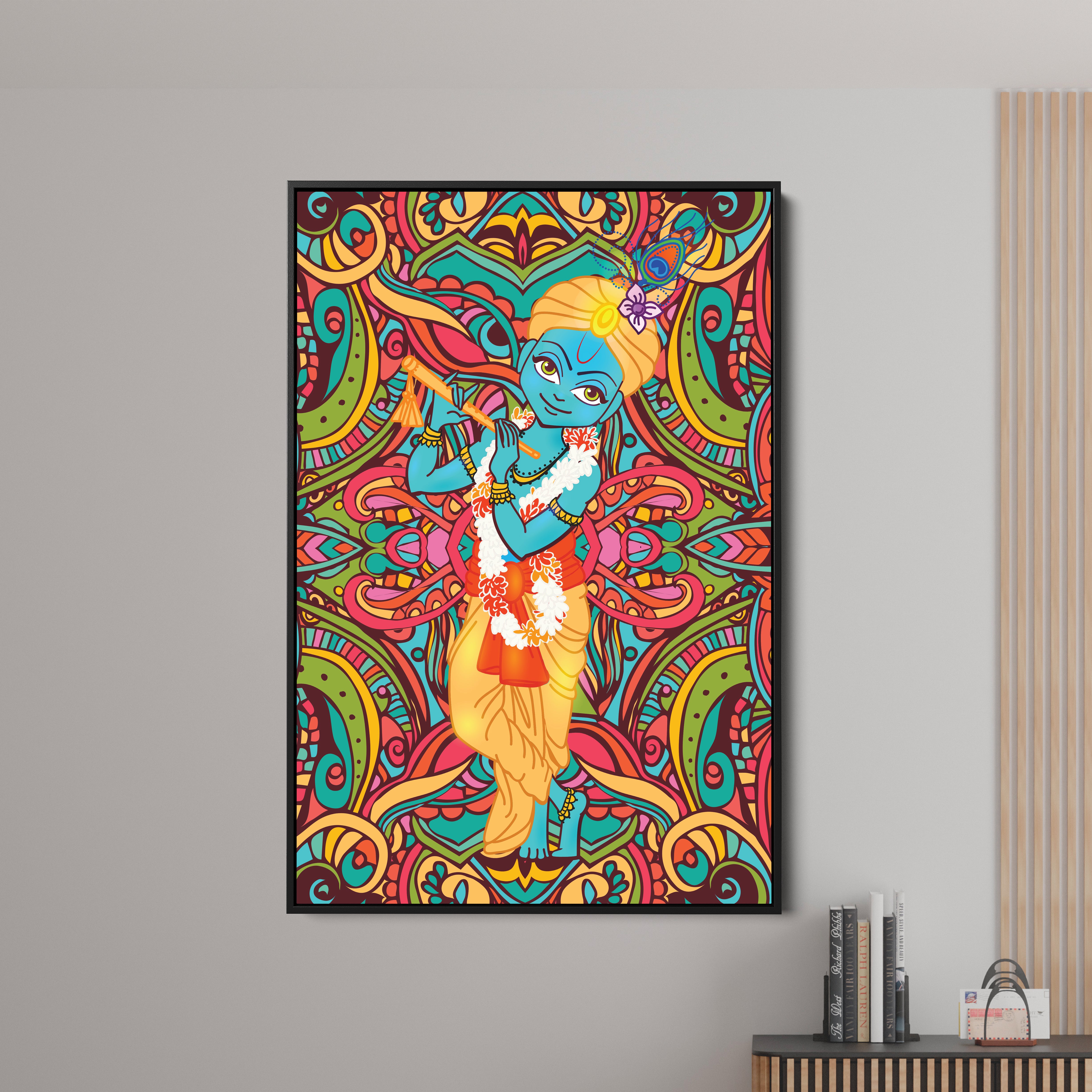 Little Krishna Colorful  Canvas Wall Painting