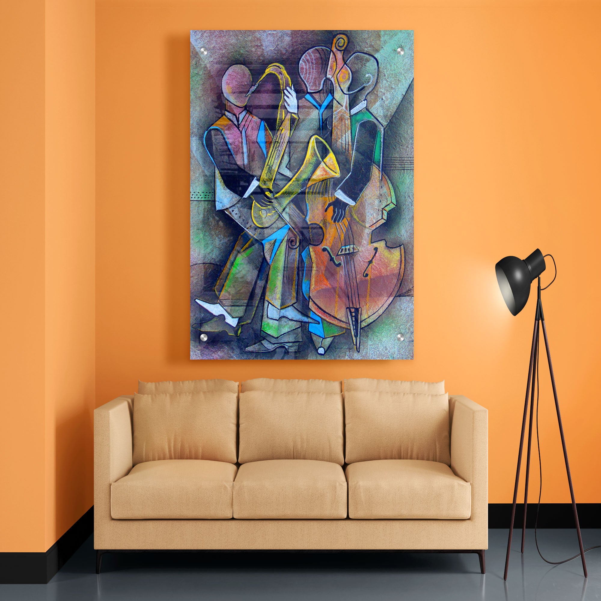 Musicians Cubism Picasso Style Artistic Abstract Acrylic Wall Painting