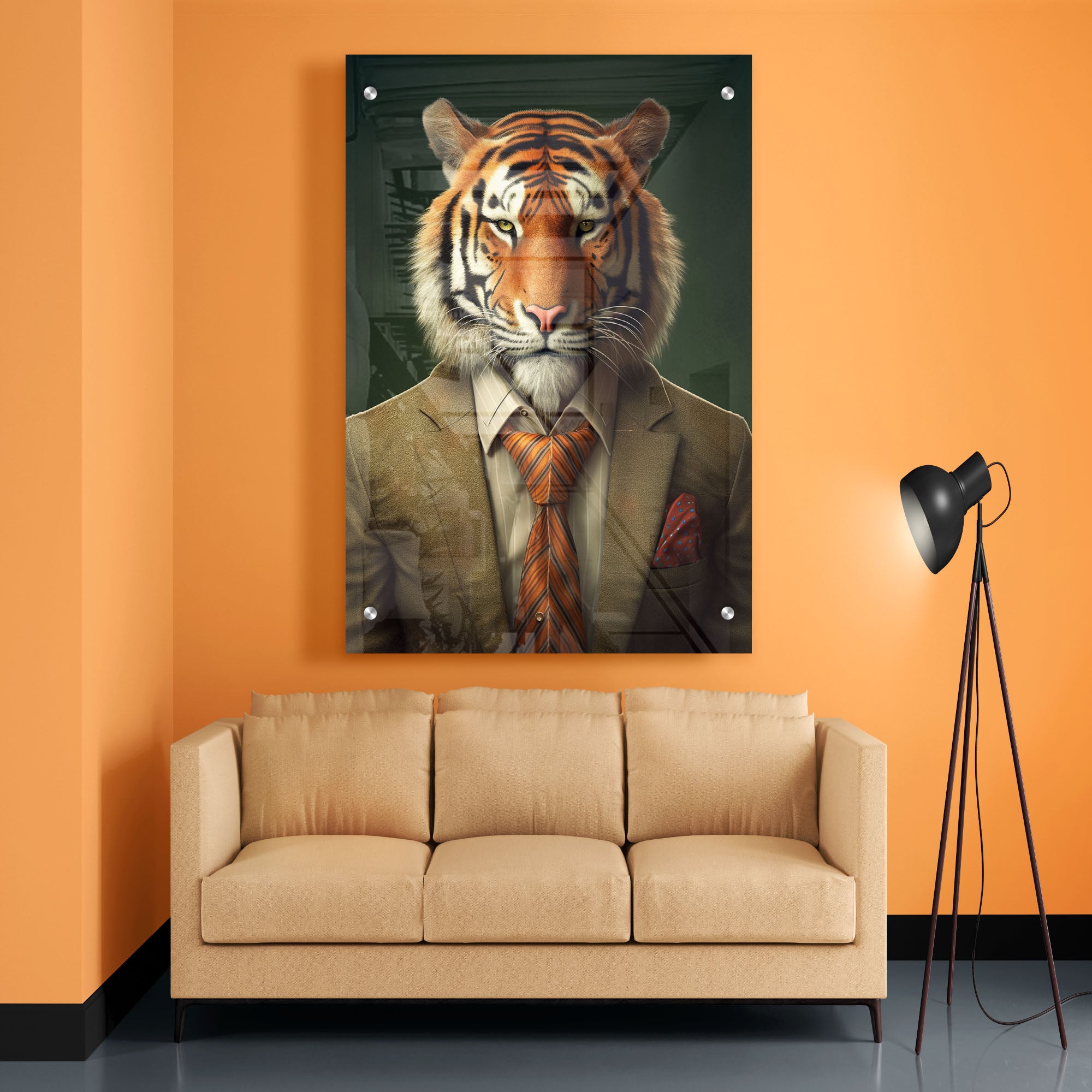 Tiger in Suit Acrylic Wall Painting