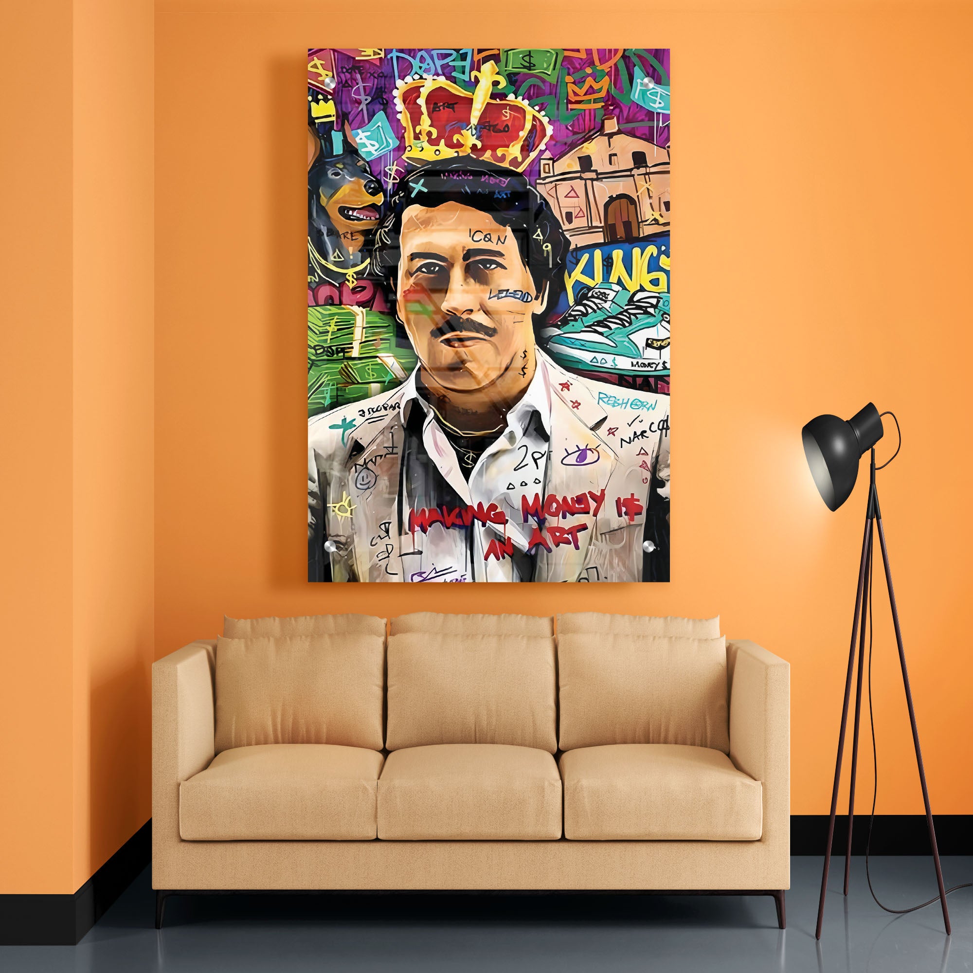 King Pablo Escobar Acrylic Wall Painting