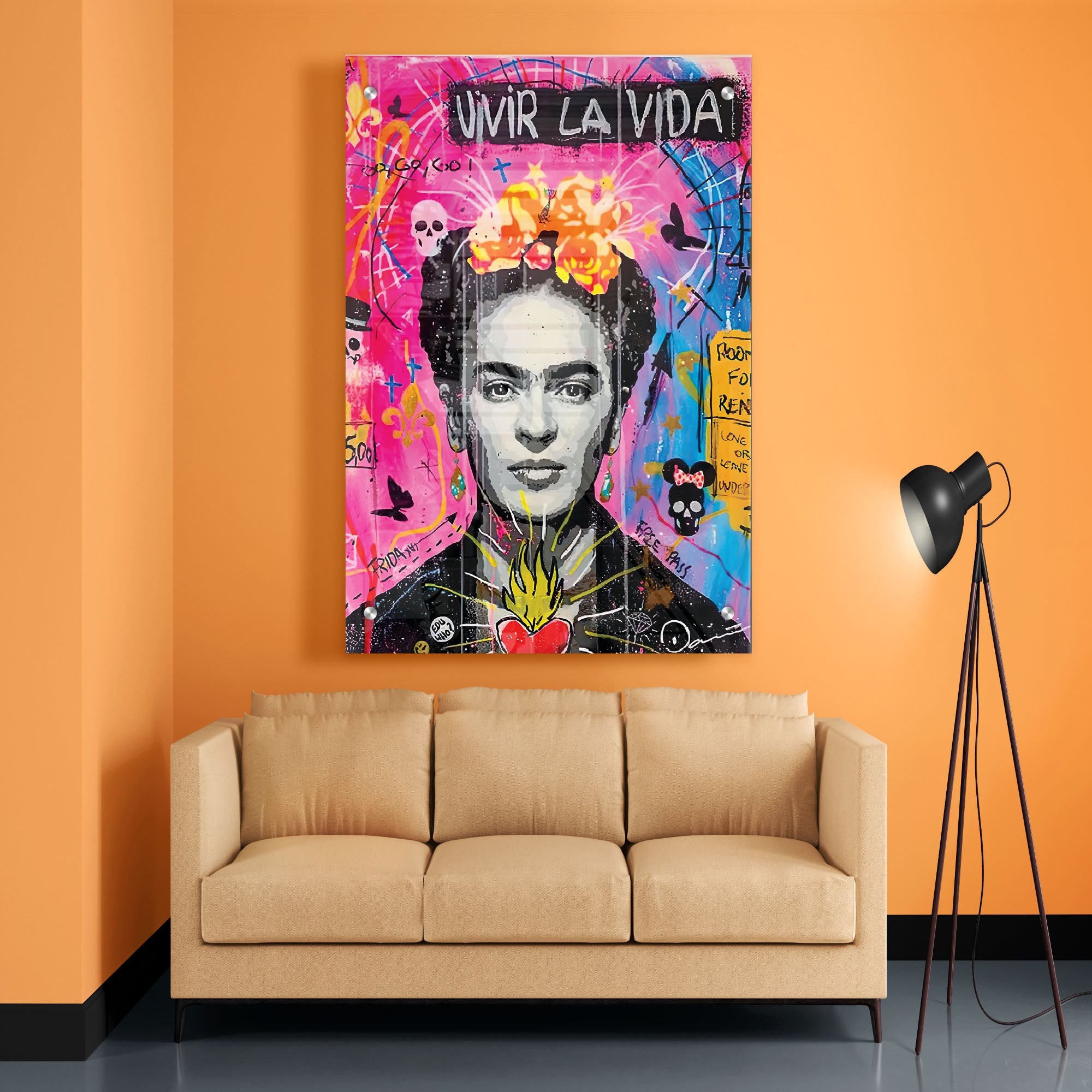 Vivir La Vida Frida Kahlo Acrylic Wall Painting
