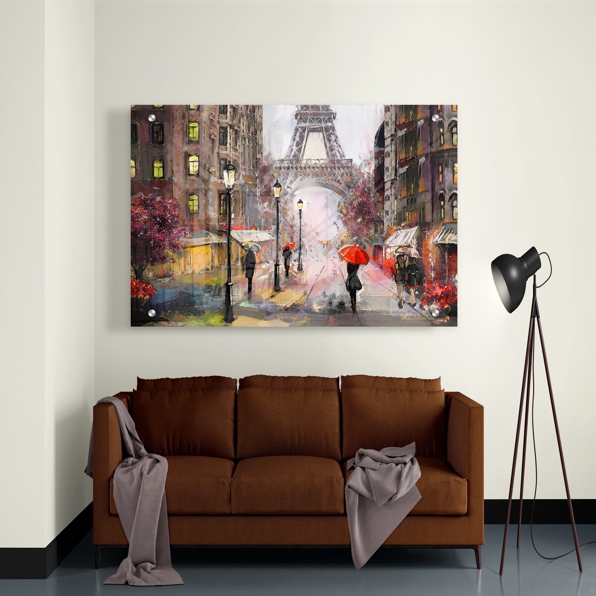 Eiffel Tower In Rain Abstract Art Acrylic Painting