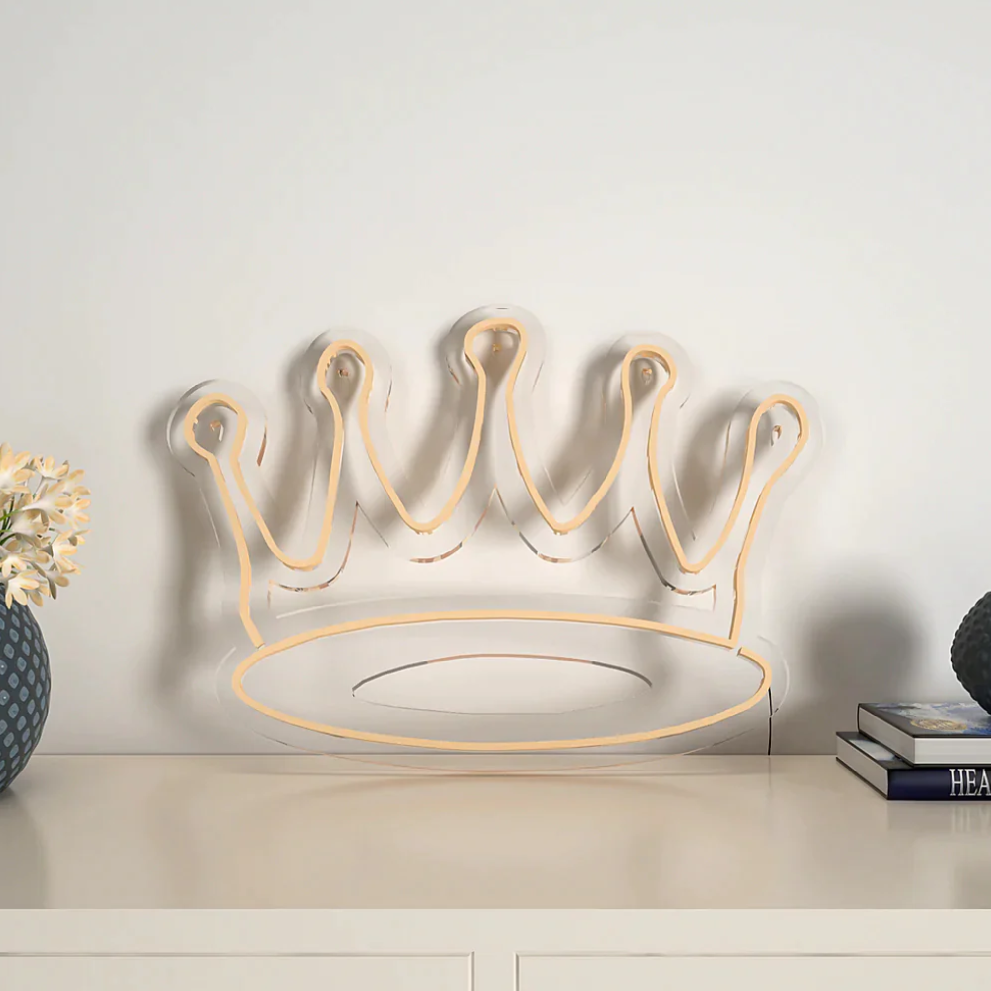 Queen Crown Design Warm LED Neon Light