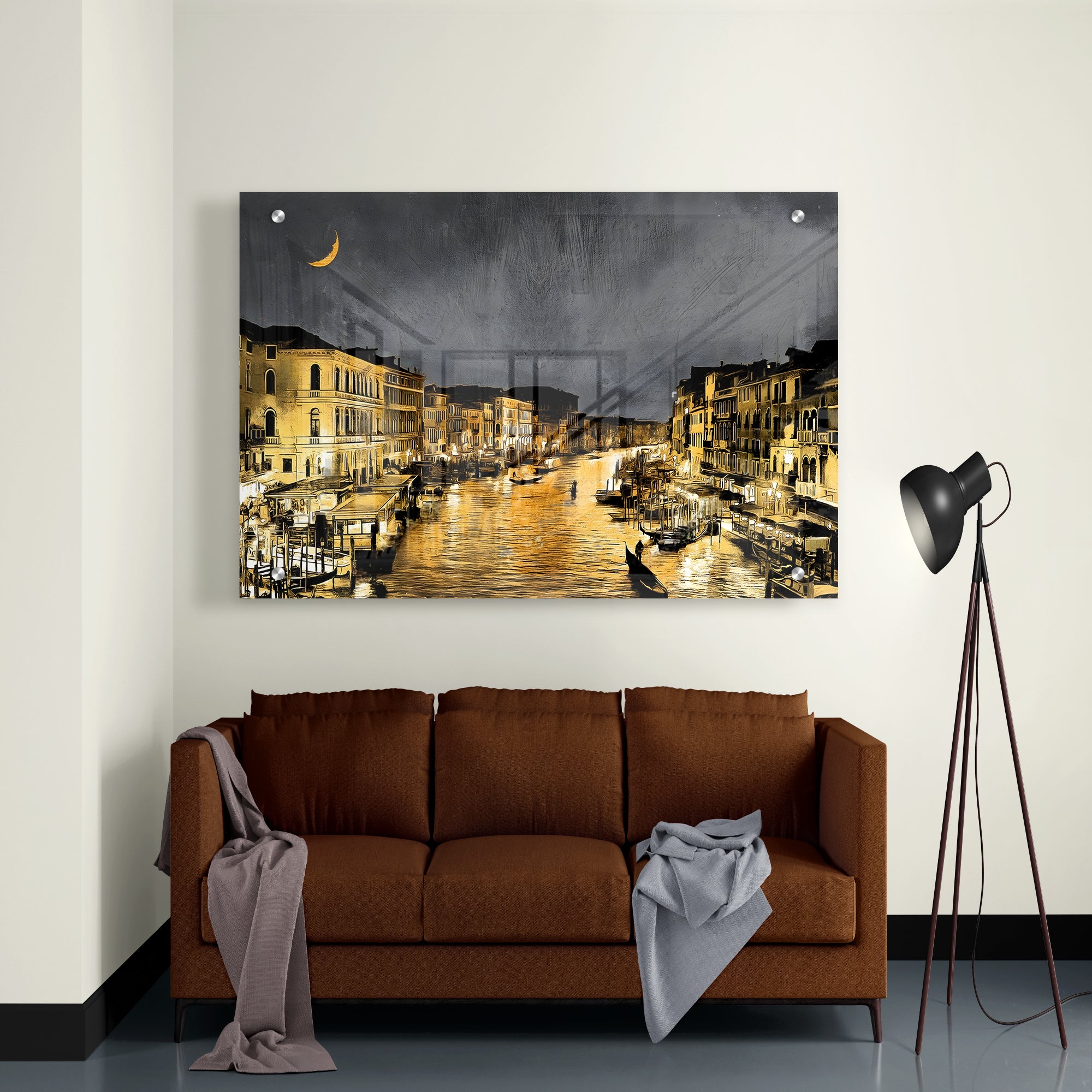 Beautiful Venice City at Night  Acrylic Painting