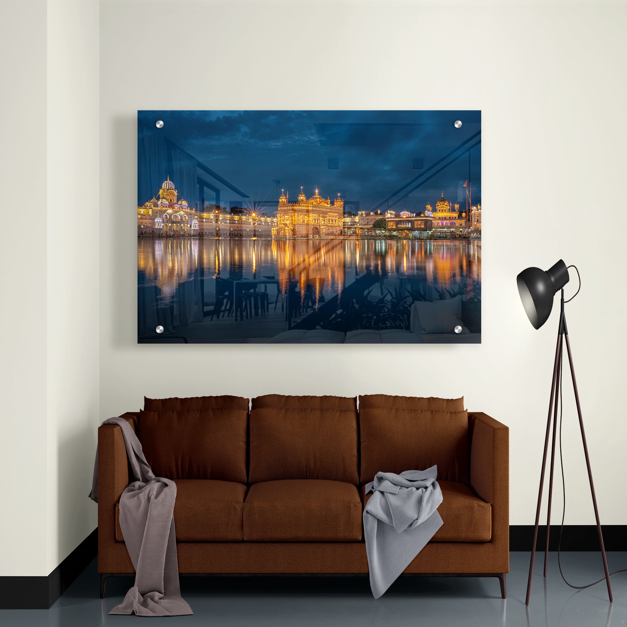 Golden Temple Amritsar In Night Acrylic Wall Painting