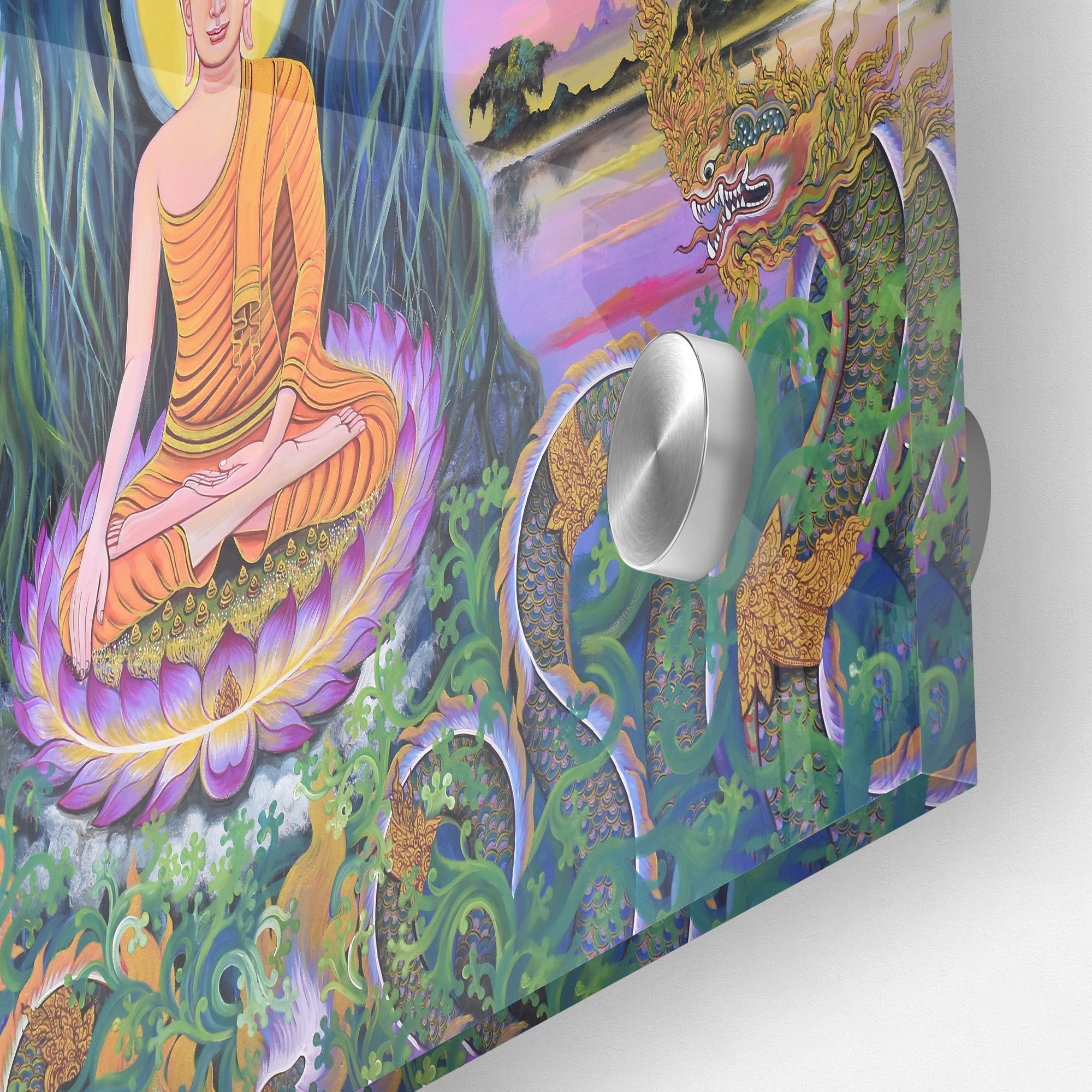 Lord Buddha And Snakes Acrylic Wall Painting