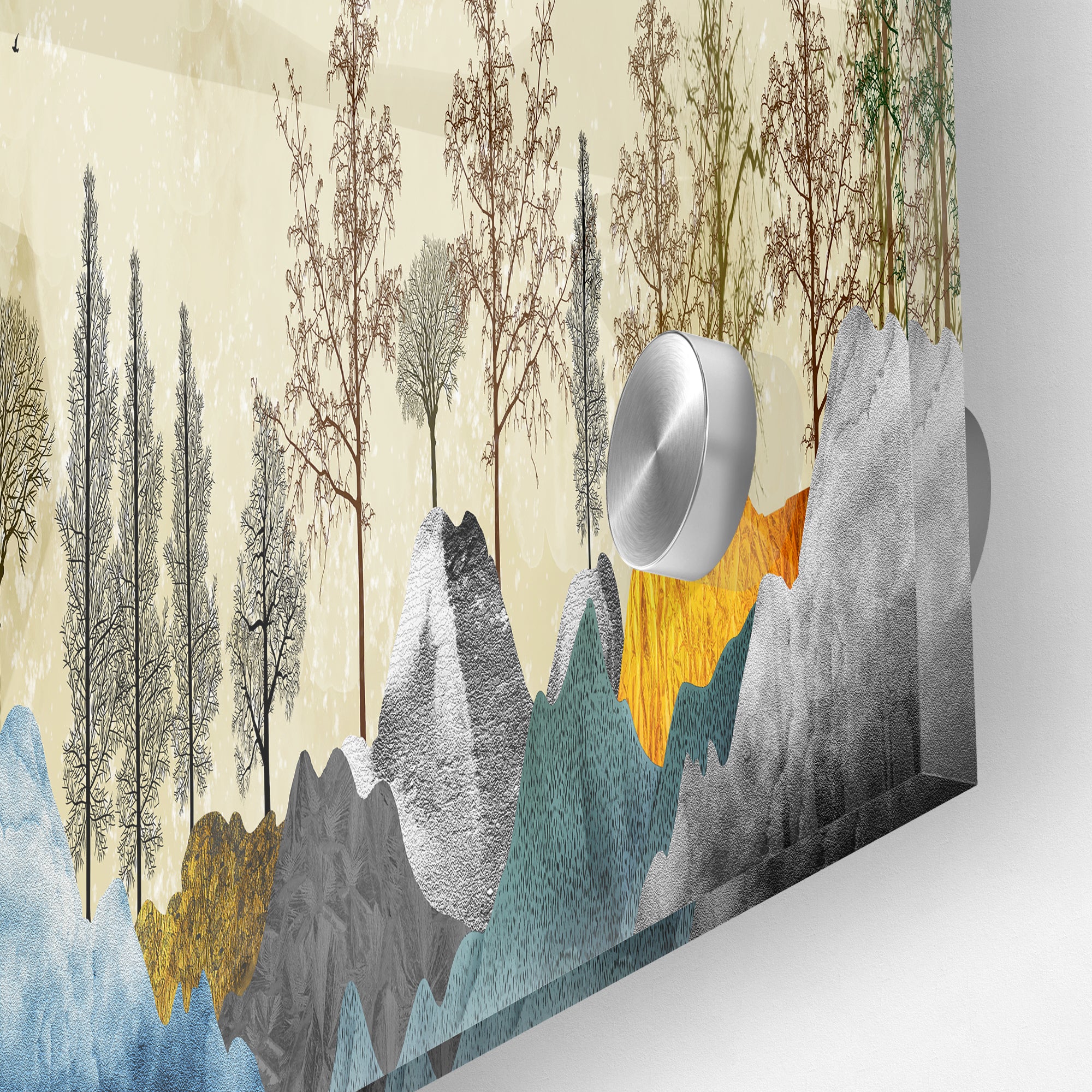 Beautiful Mountain Landscape with Trees Premium Acrylic Wall painting