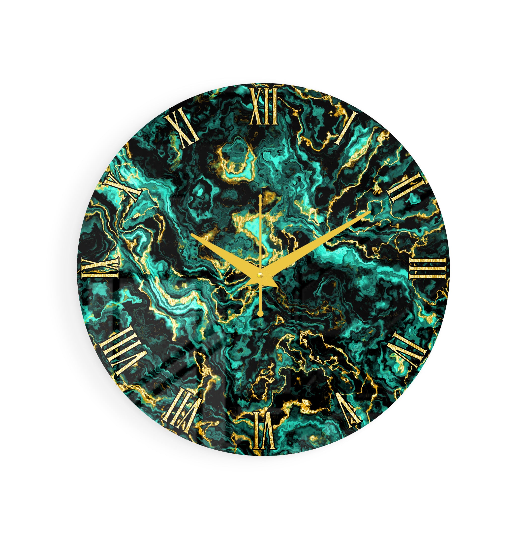 Green Marble Gold Texture Acrylic Wall Clock
