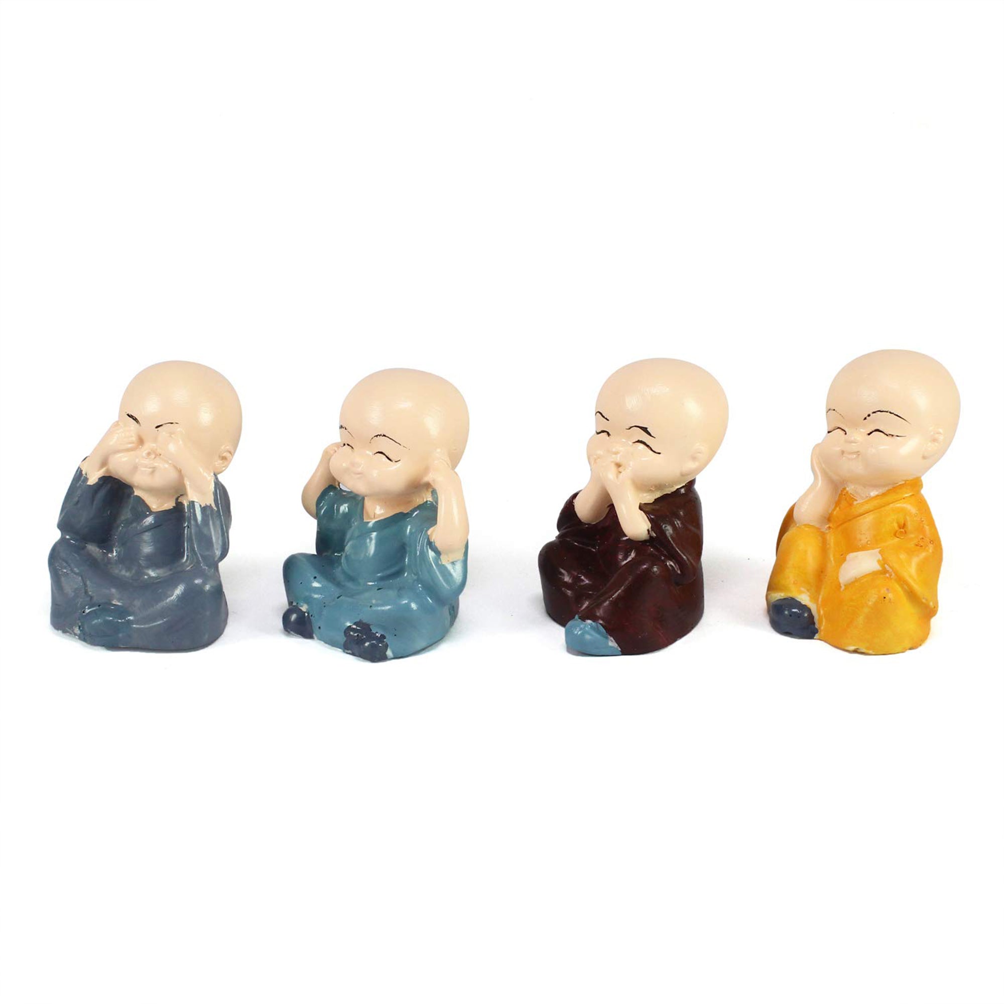 Cute Mini Buddha Idol Statue Figurines Showpiece Set of 4