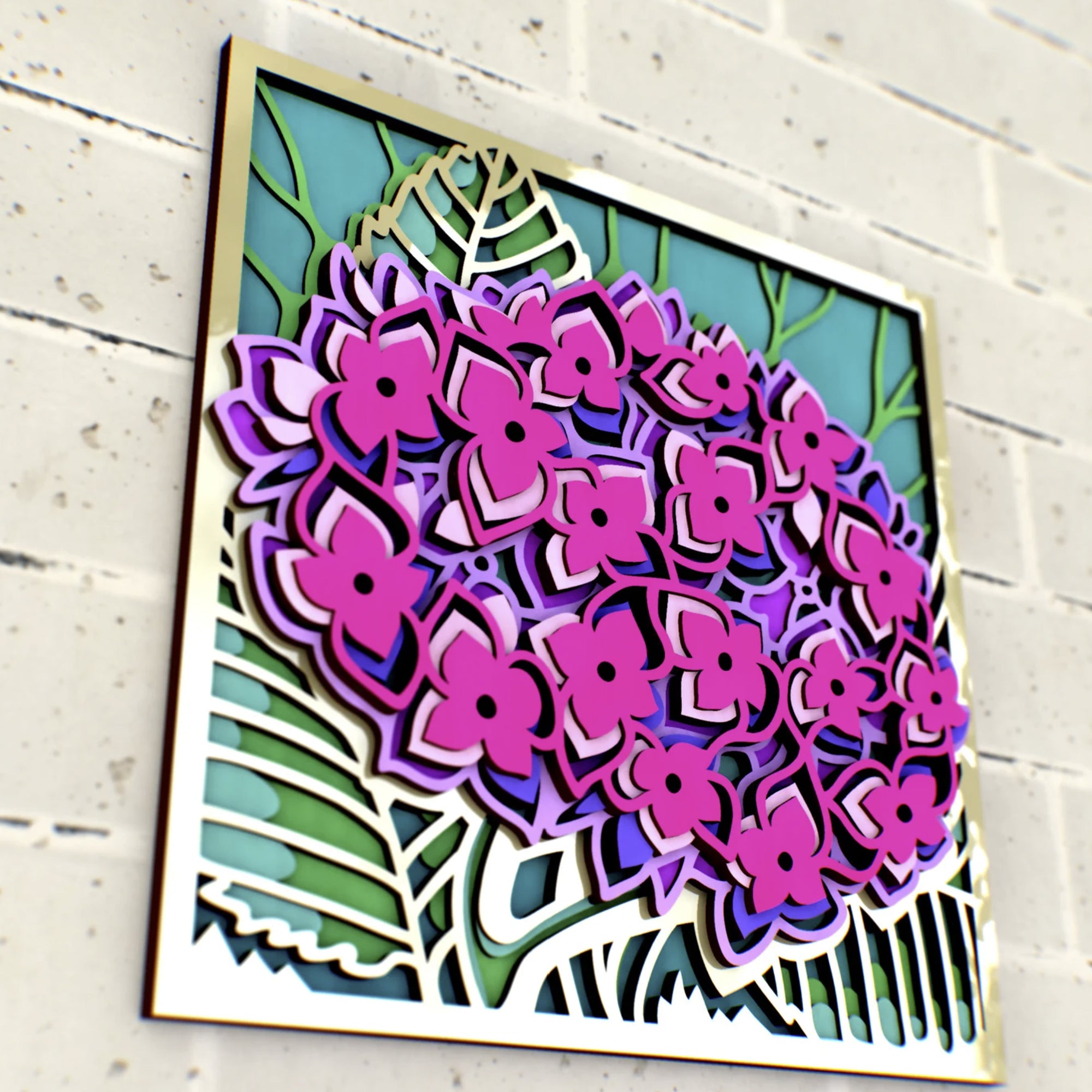 Hydrangea Flower Bouquet Mandala Art Wall Decor