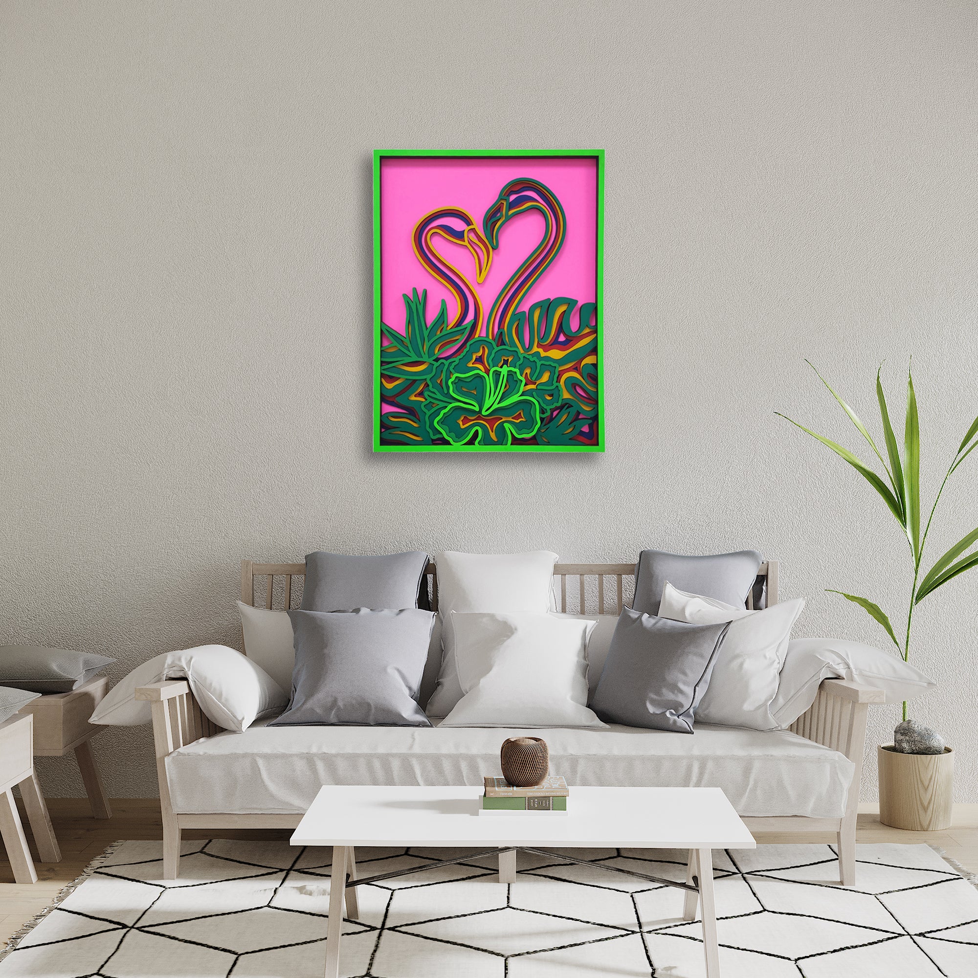 Love Flamingos Mandala Art 
