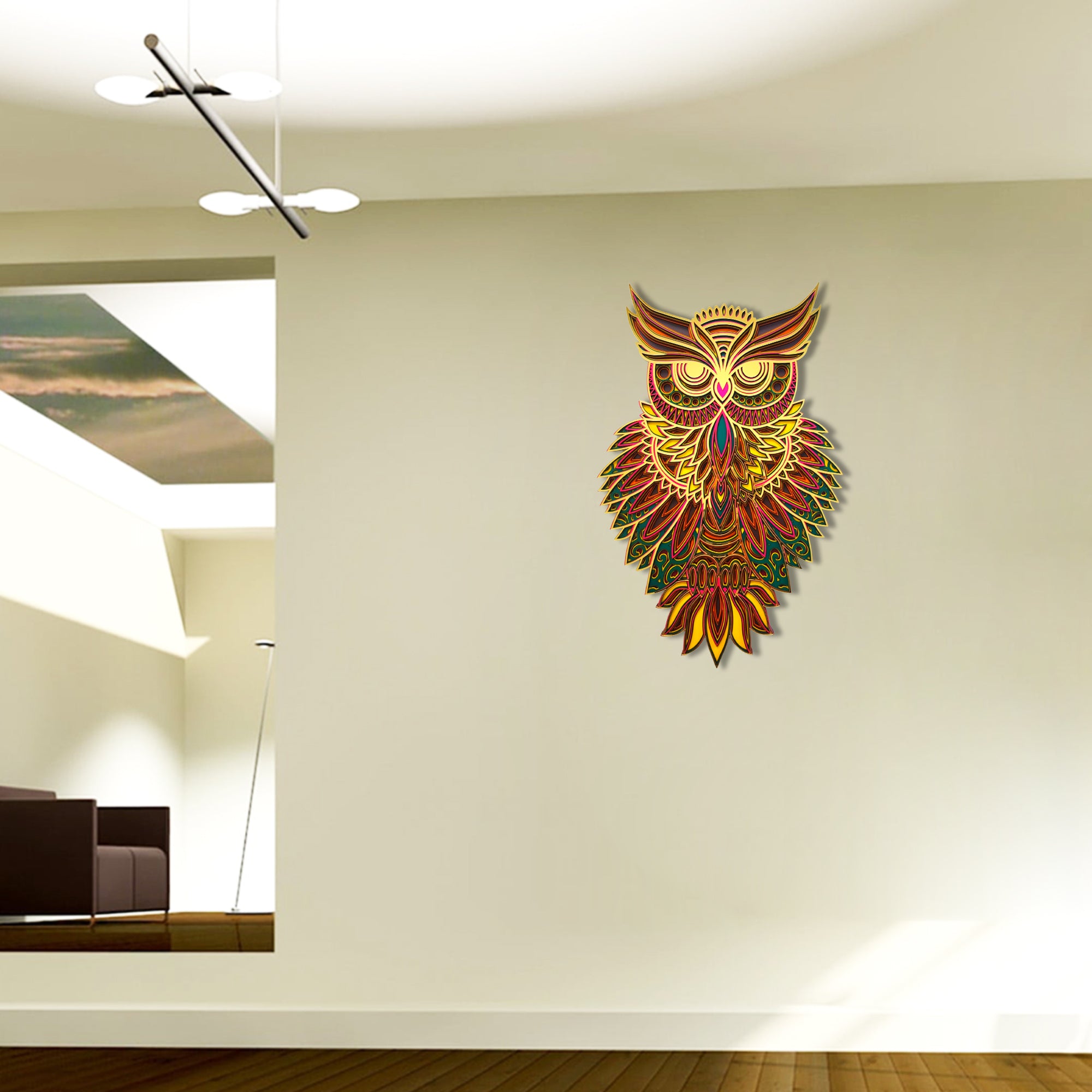 Owl with close eyes mandala art