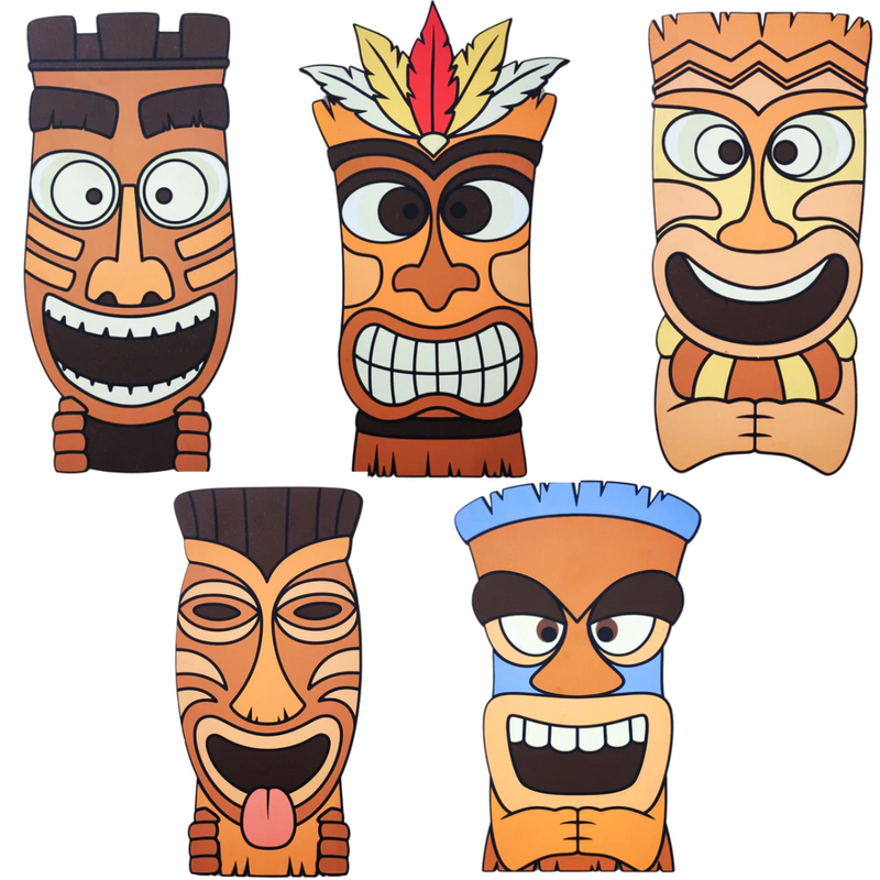 Hawaiian Tiki Mask Wooden Wall Decor Family Set