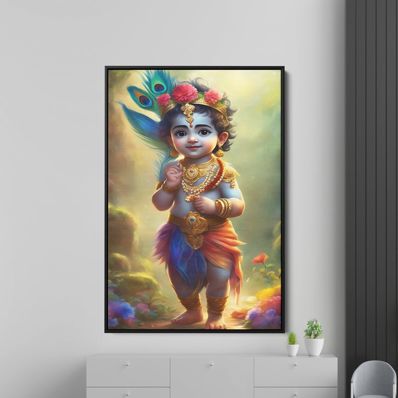 Beautiful Little Krishna Canvas Wall Painting
