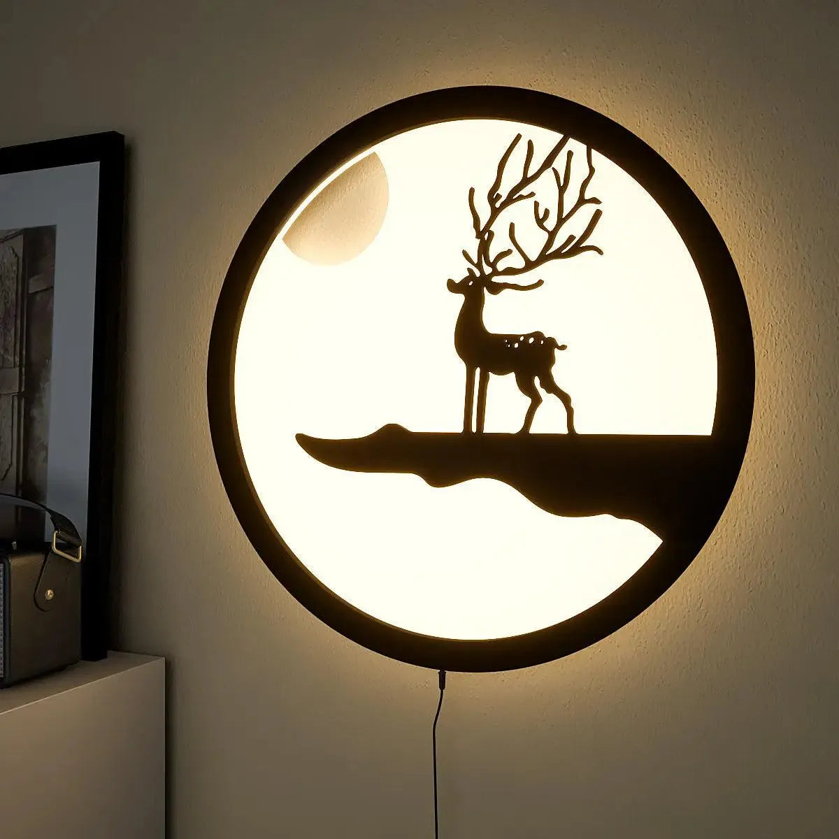 Reindeer Designer Wooden Backlit Wall Art