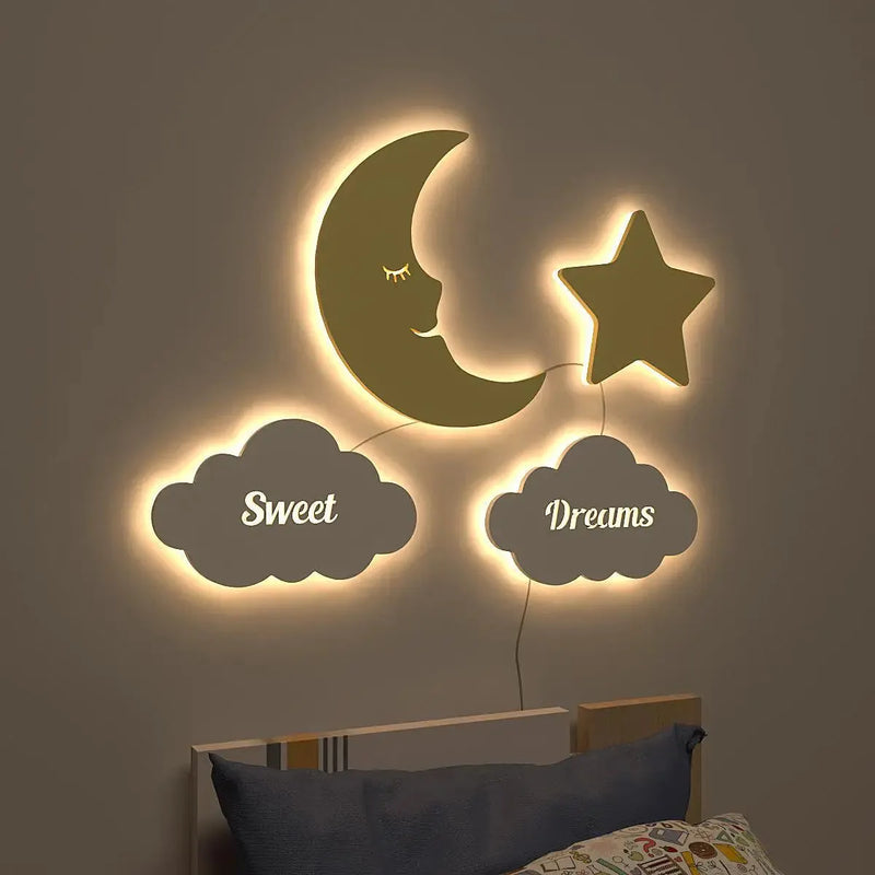 Sweet Dreams Moon & Star Backlit Wooden Wall Décor