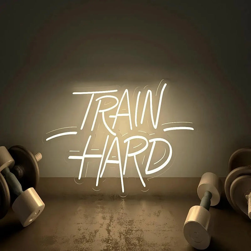 Train Hard’ LED Neon Light for Gym Wall Decor