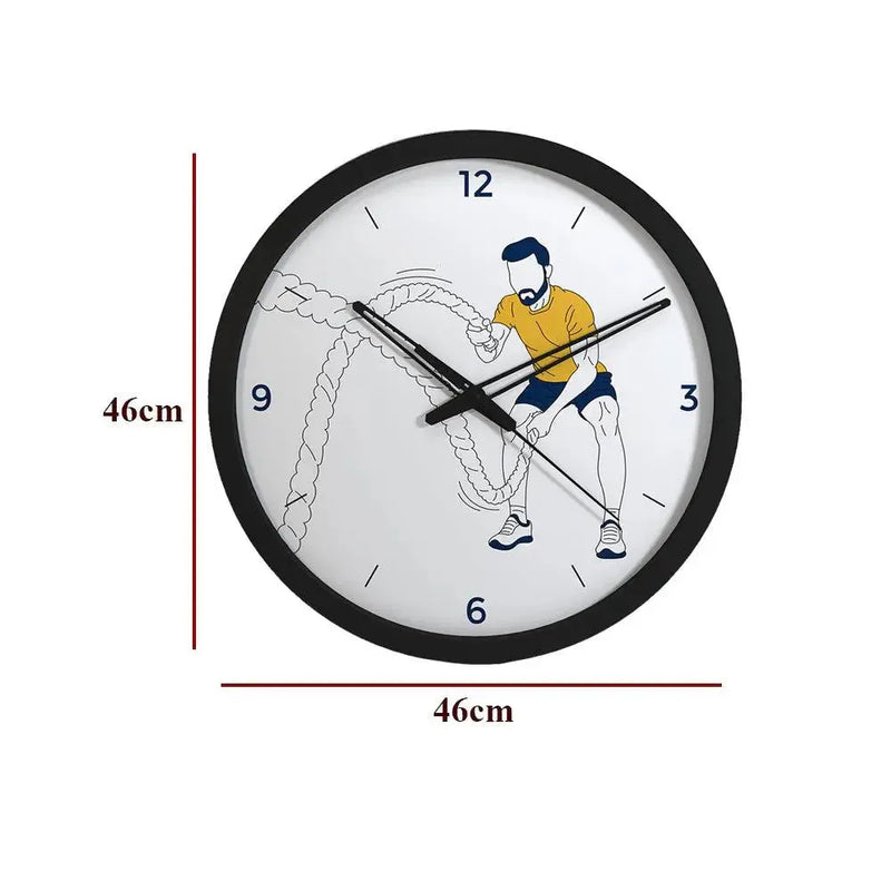 Battle Rope Exercise’ Motivational Wall Clock for Gym – Black Frame