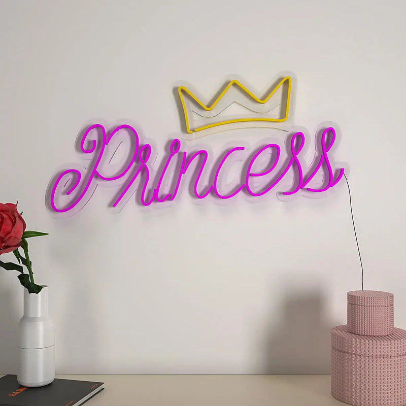 Crowned Princess Pink & Yellow Warm Neon Light