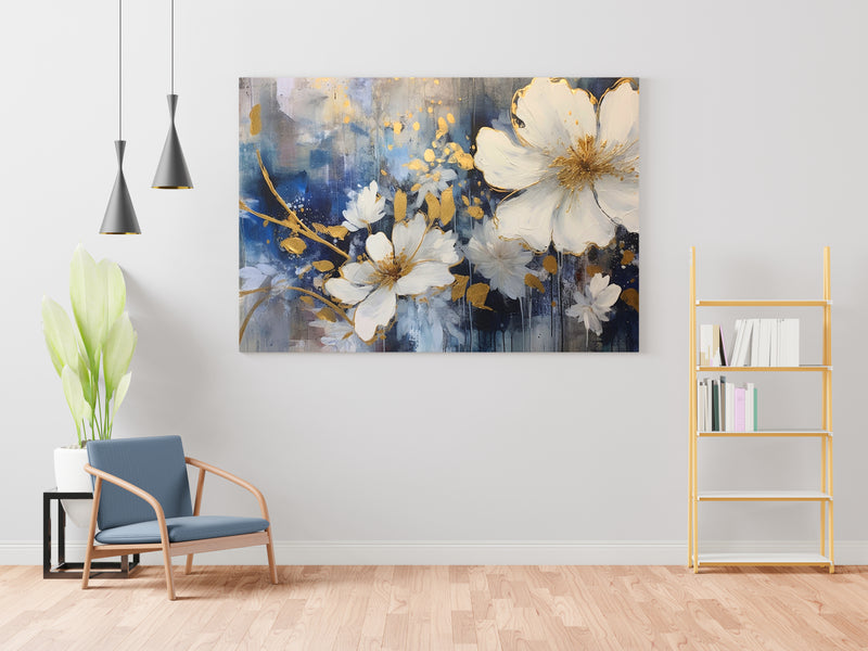 Abstract Gray Floral Canvas Wall Painting
