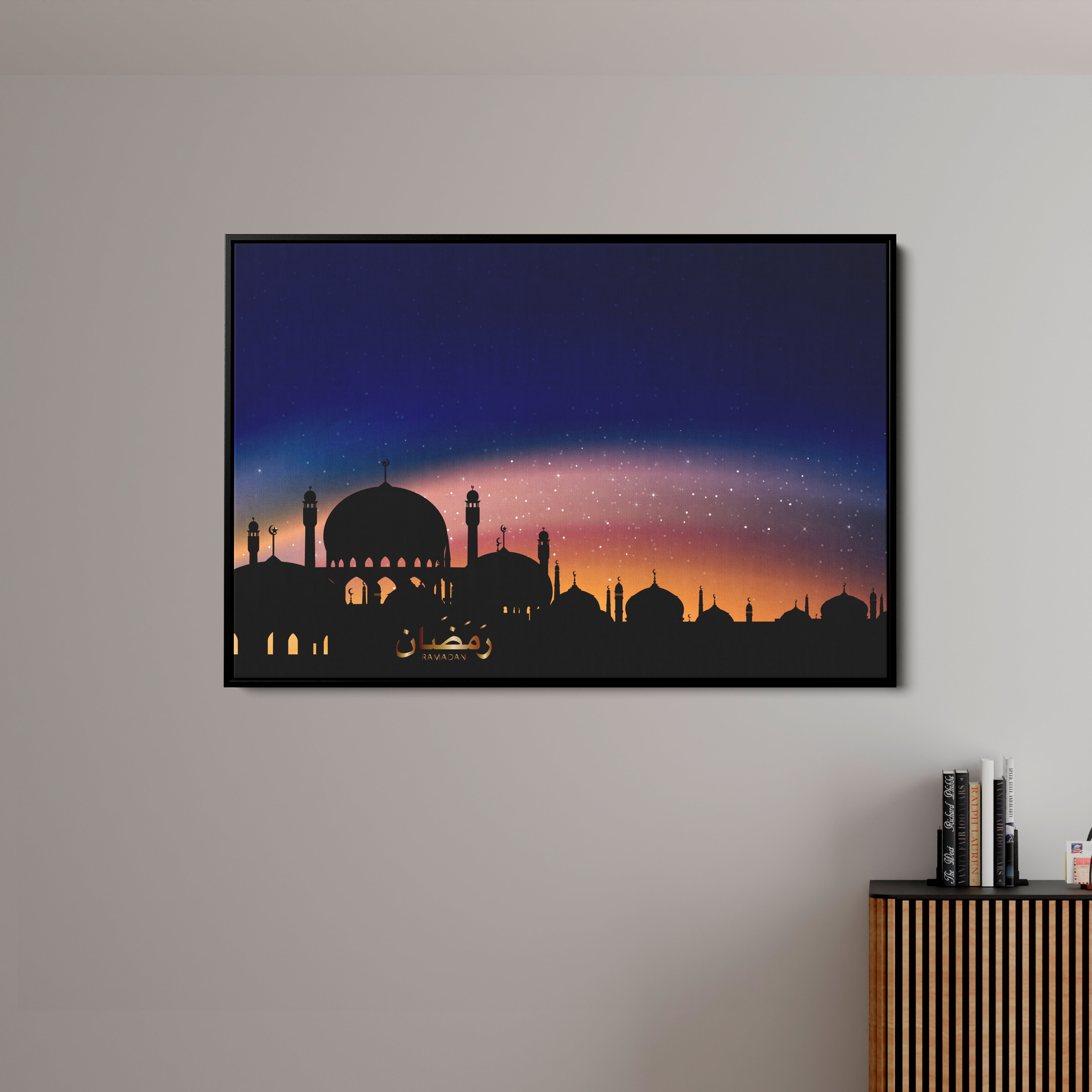Islamic Mosque In Night View Canvas Wall Painting