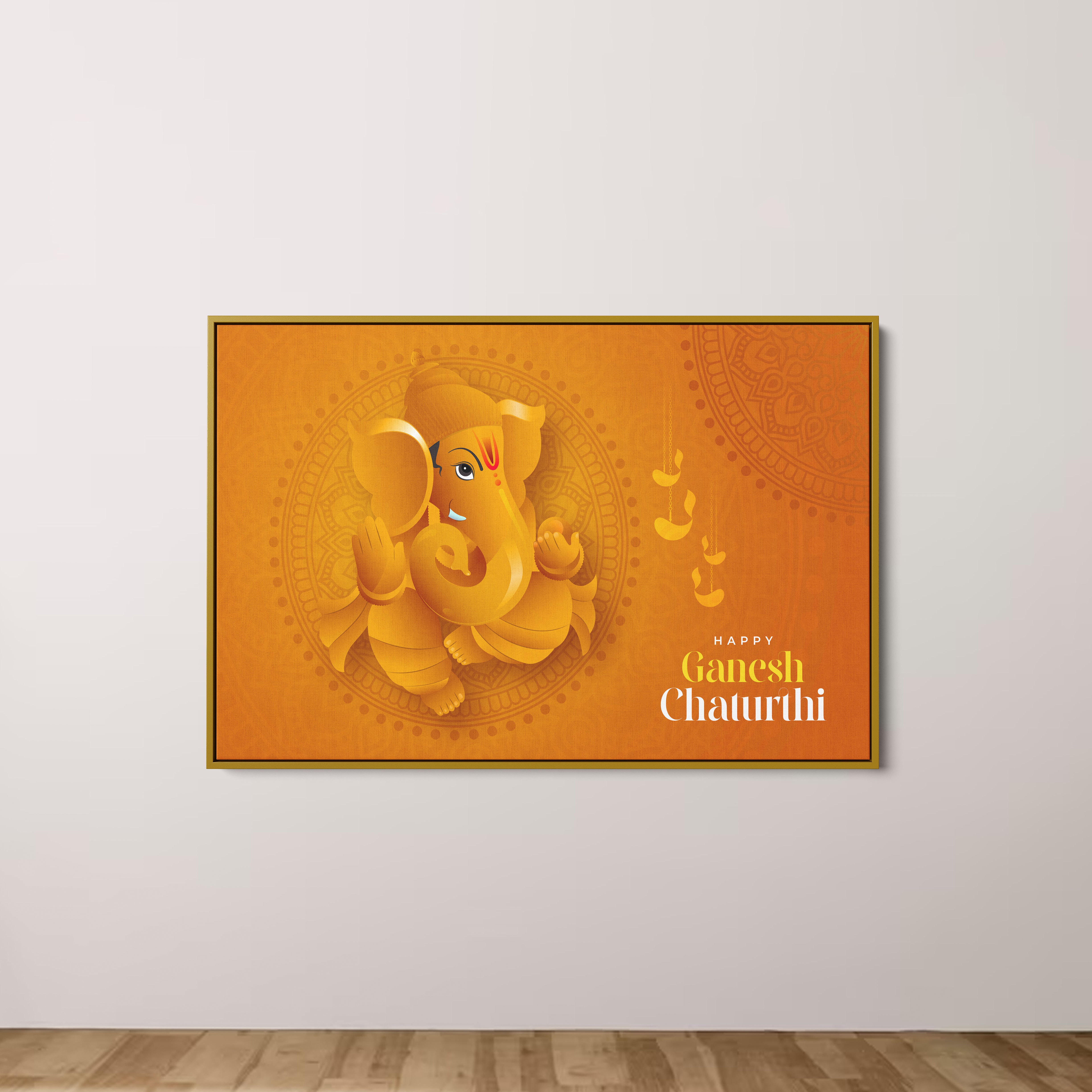 Happy Ganesh Chaturthi Canvas Wall Painting