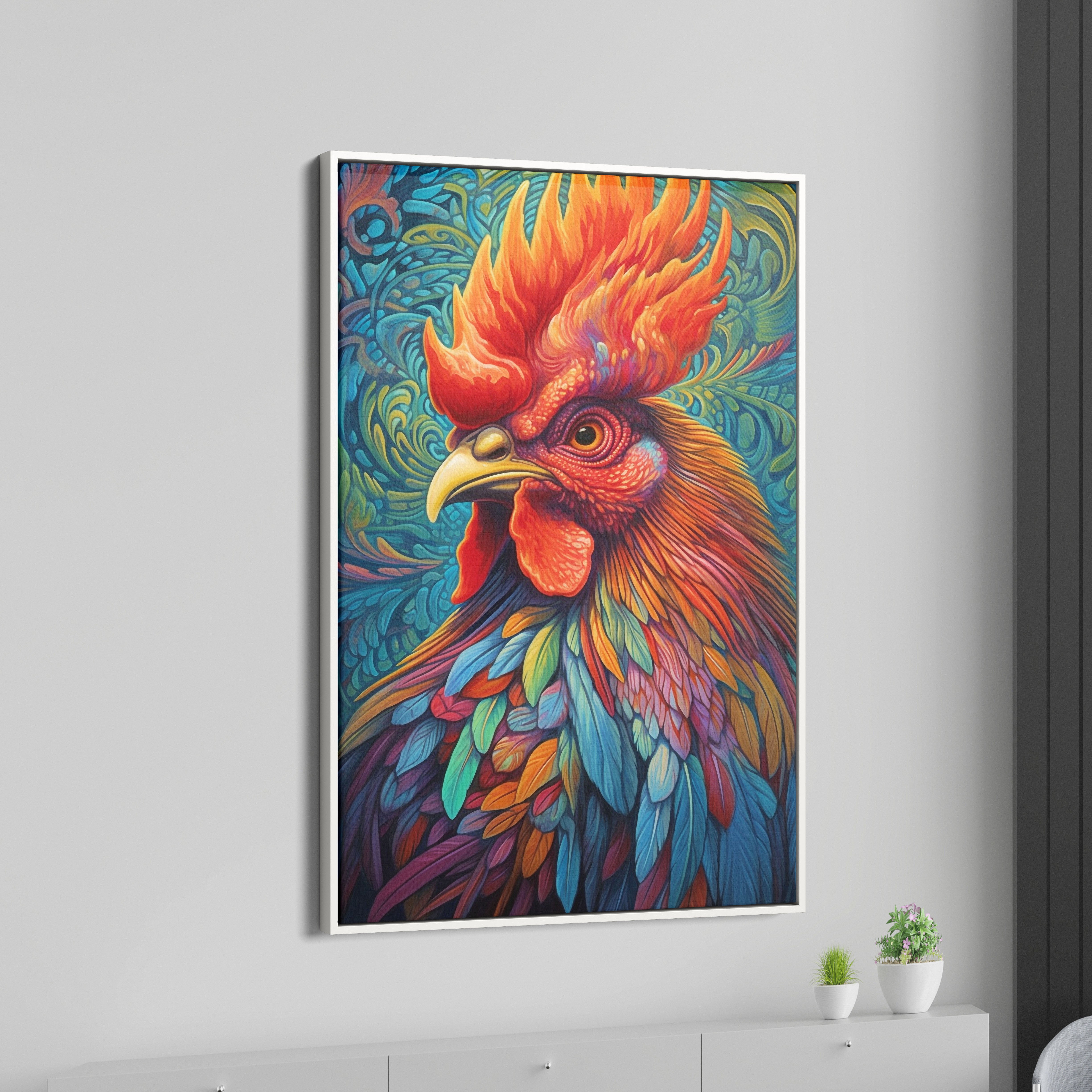 Colorful Chicken Canvas Wall Painting