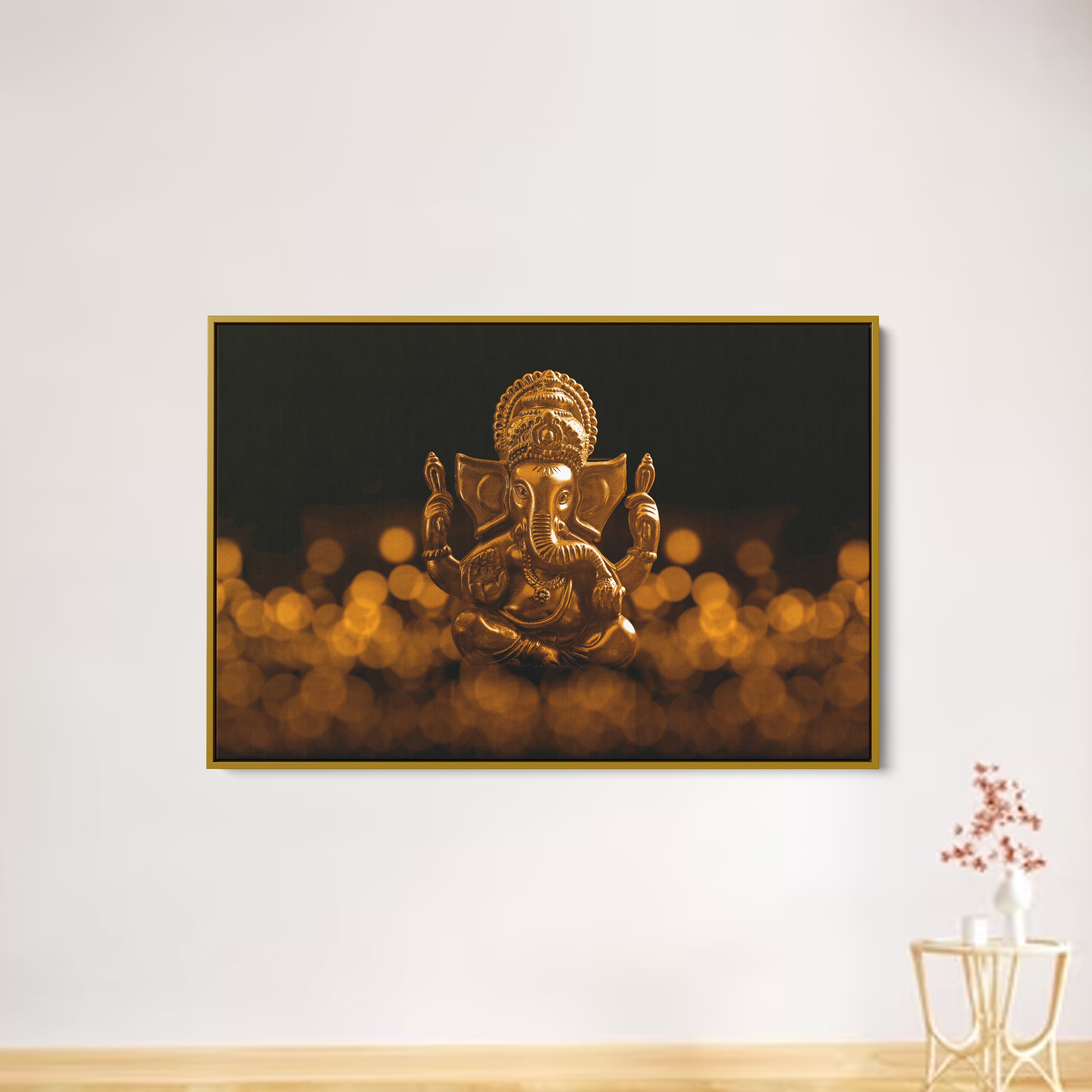 Golden Luxury Lord Ganesha Canvas Wall Painting