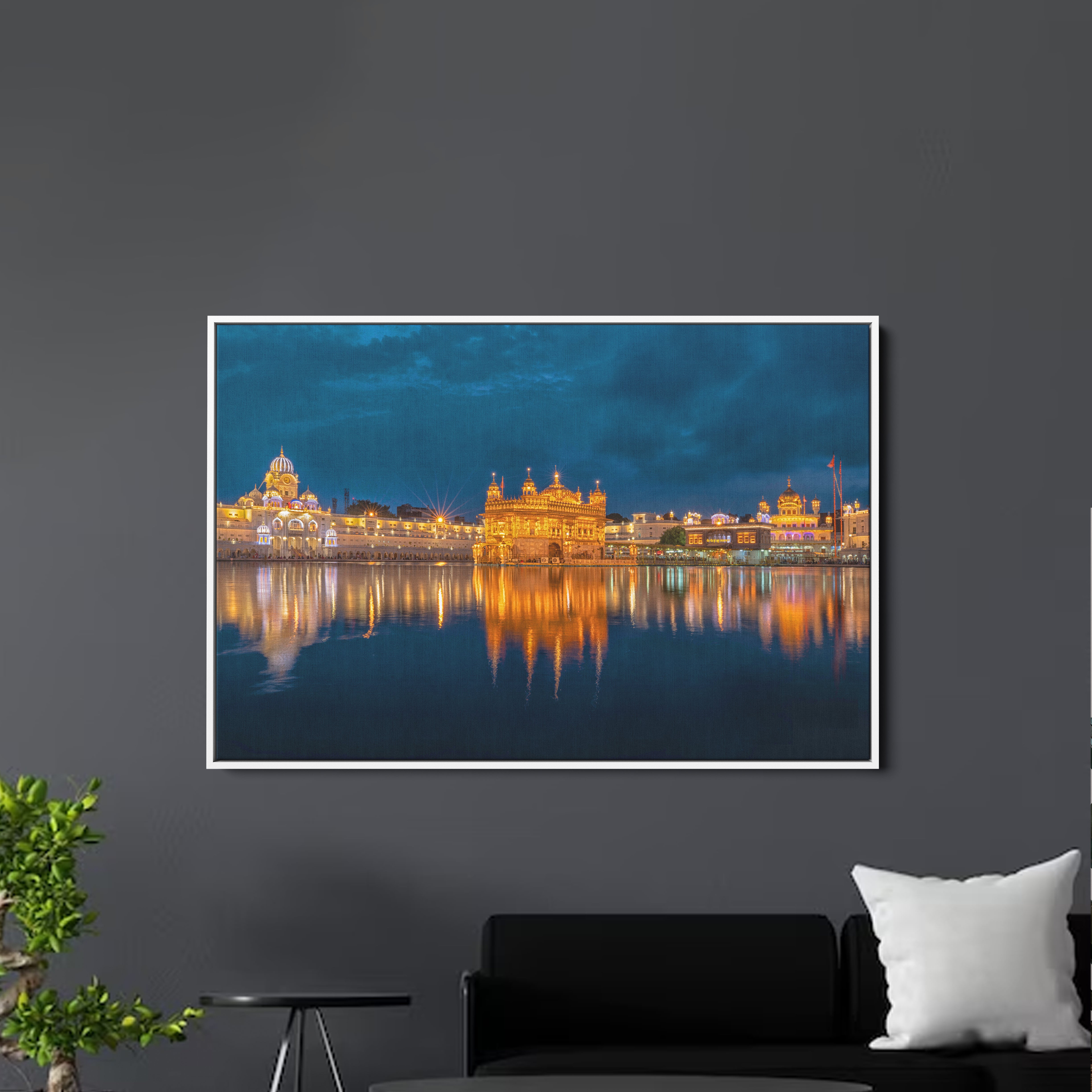 Golden Temple Amritsar In Night Canvas Wall Painting