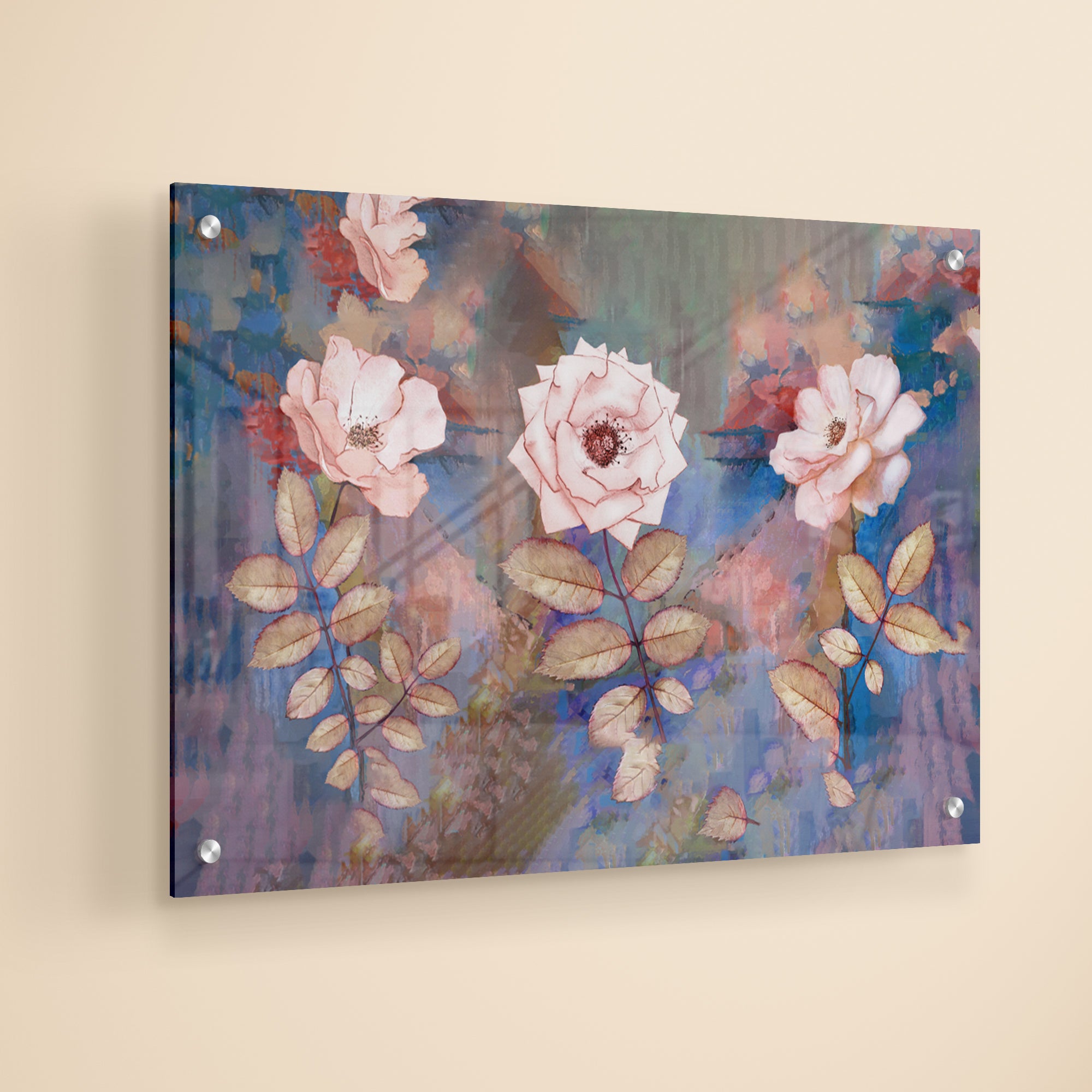 Modern Abstract Art of Pink Rose Acrylic Painting