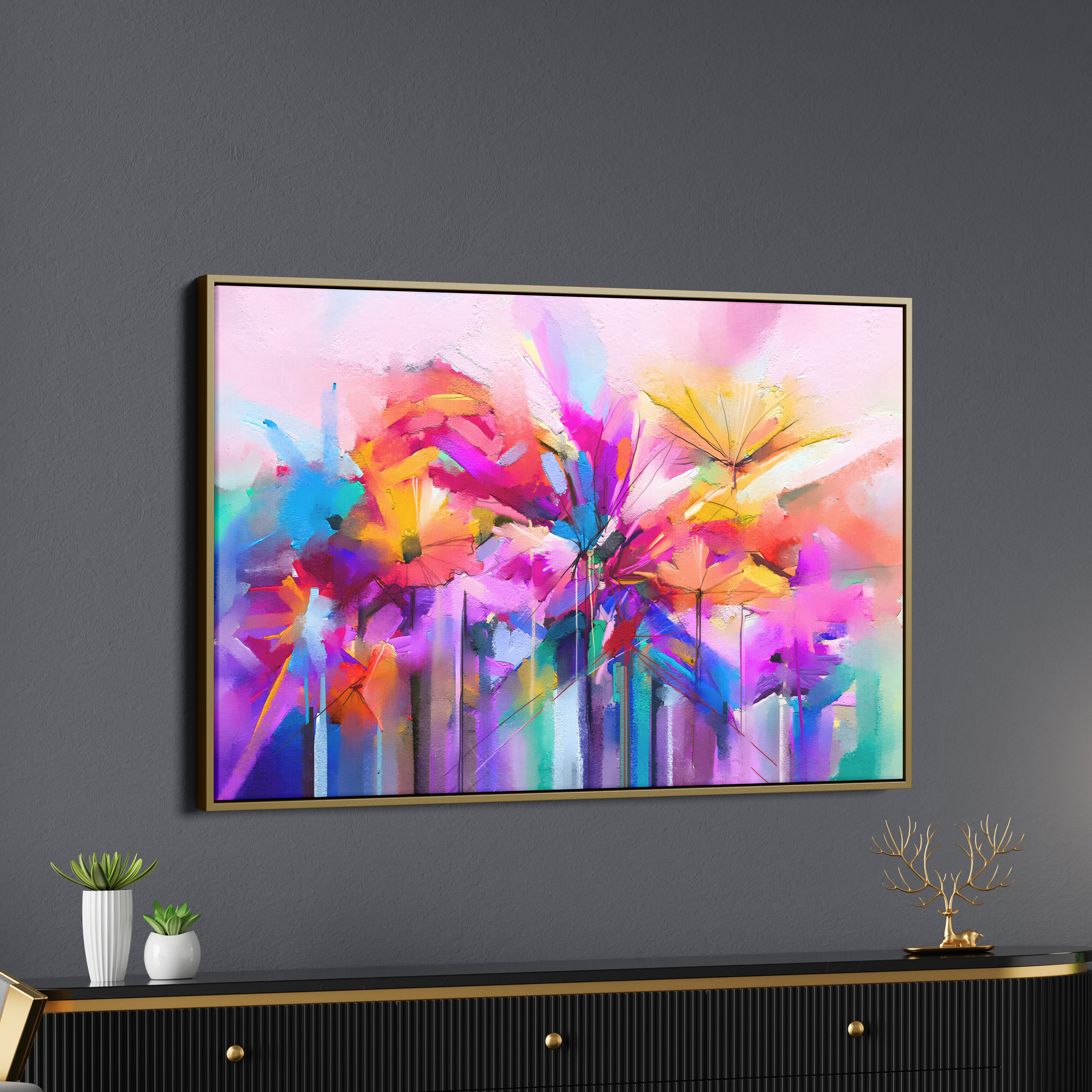 Abstract Colorful Spring Flower Morden Canvas Wall Painting