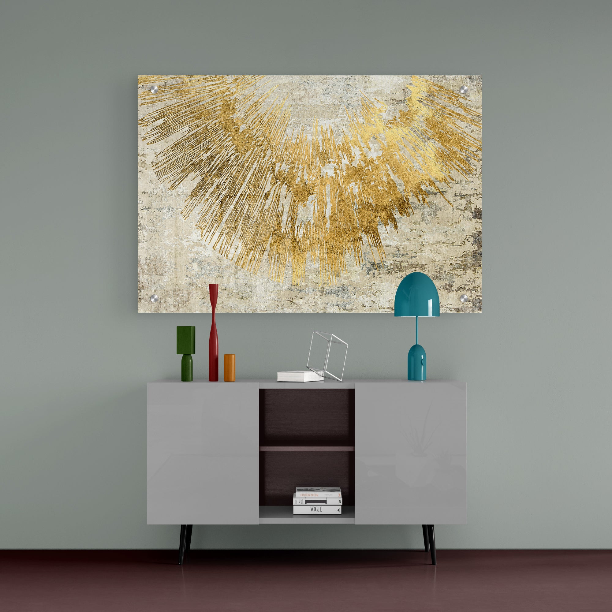 Abstract Golden And Beige Backgound Modern Art Acrylic Wall Painting