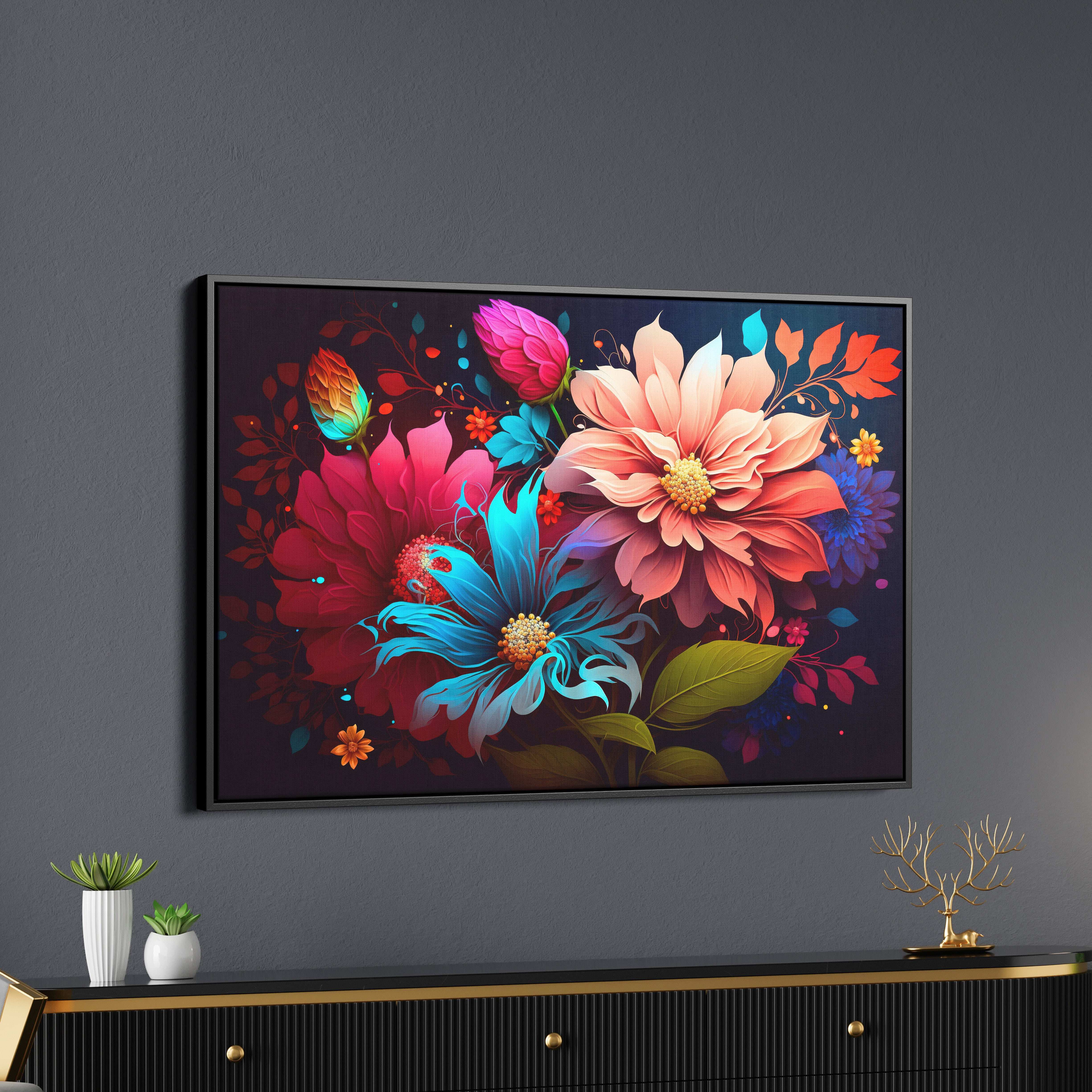 Abstract Colorful Flower Texture Art  Wall Painting