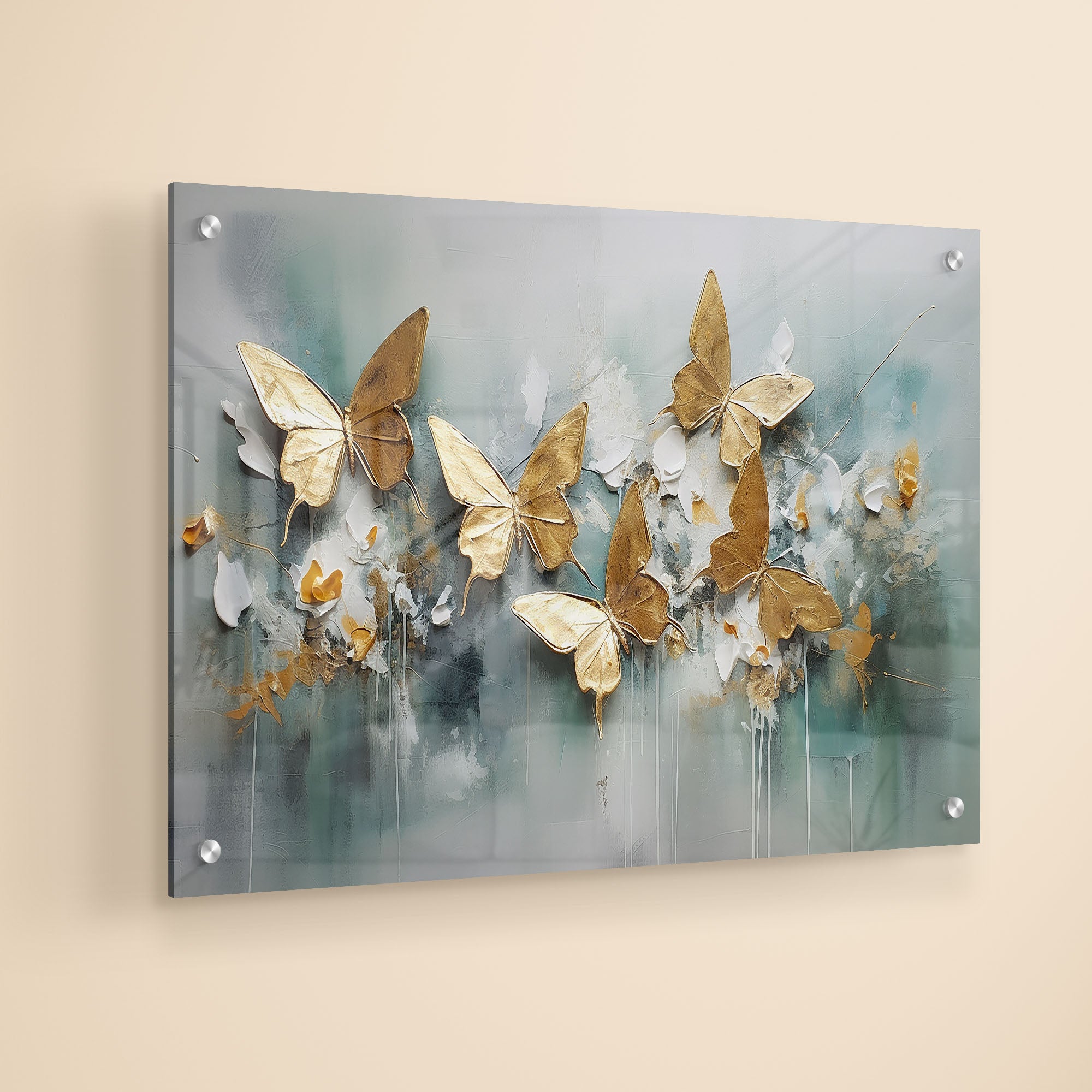Abstract Golden Butterfly Acrylic Wall Painting