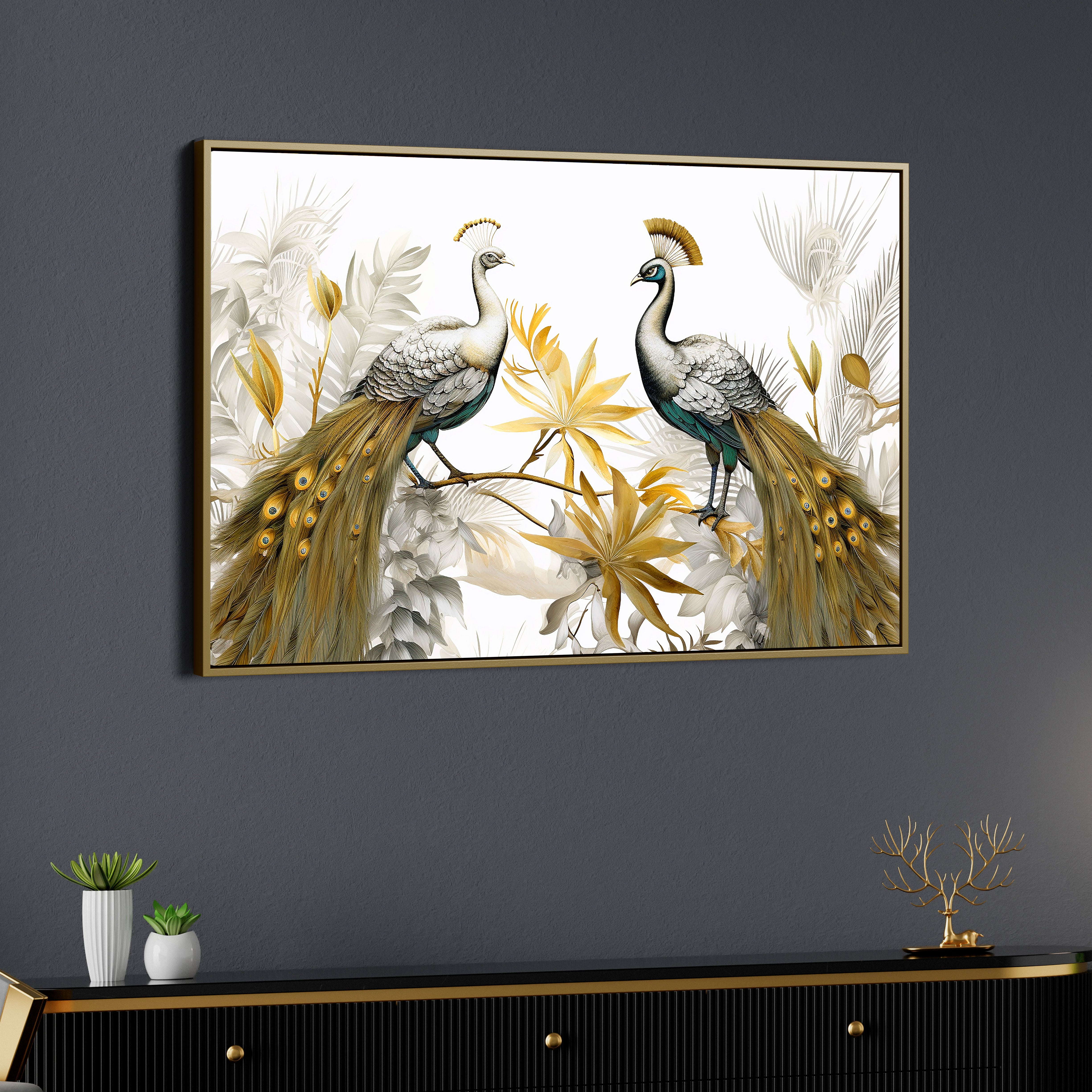 Beautiful Peacocks Canvas Wall Painting